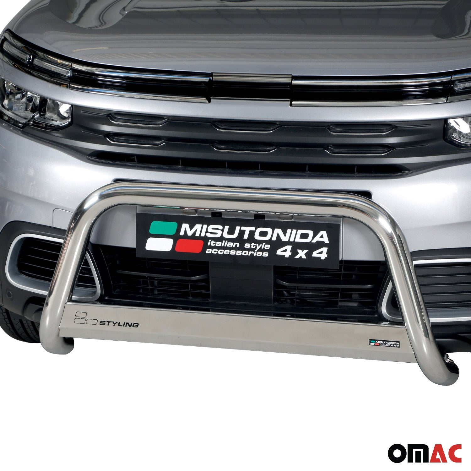Bull Barra Frontal para Citroen C5 Aircross 2018-2022 Plata Brillante Acero 1Pza