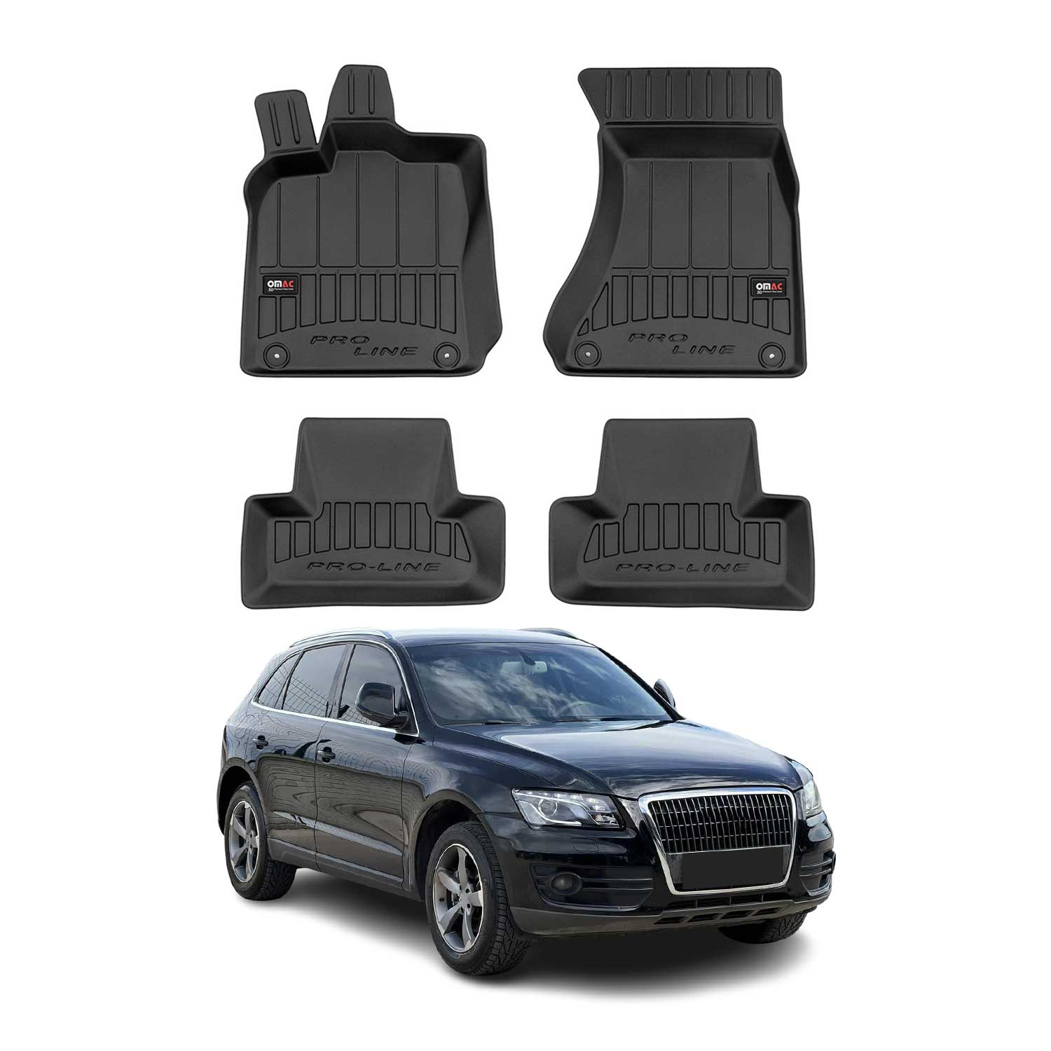 OMAC Premium Alfombrillas De Coche para Audi Q5 2008-2017 Negro TPE Goma 4Pza