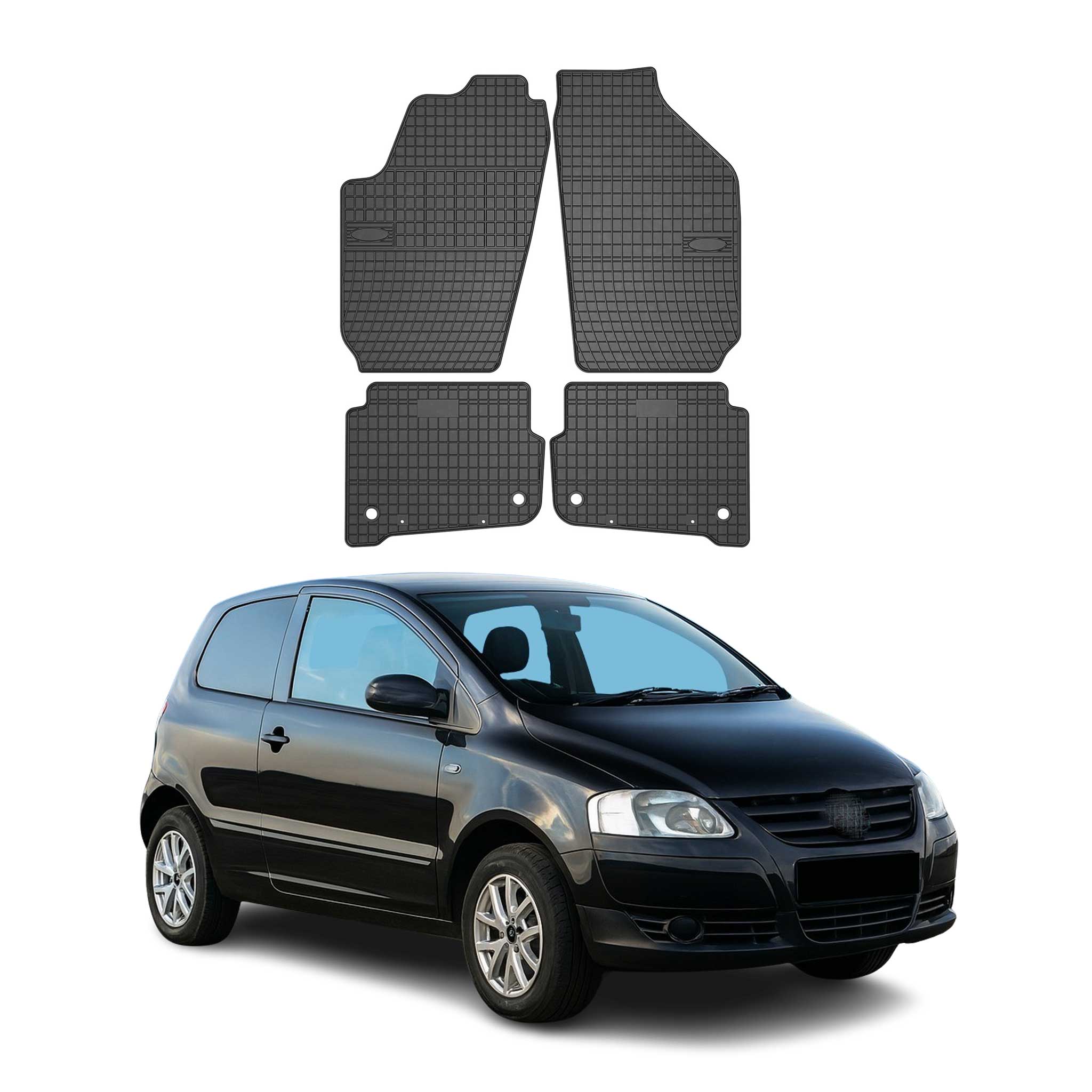 OMAC Alfombrillas De Coche para VW Fox 2004-2025 Negro Goma TPE 4Pza