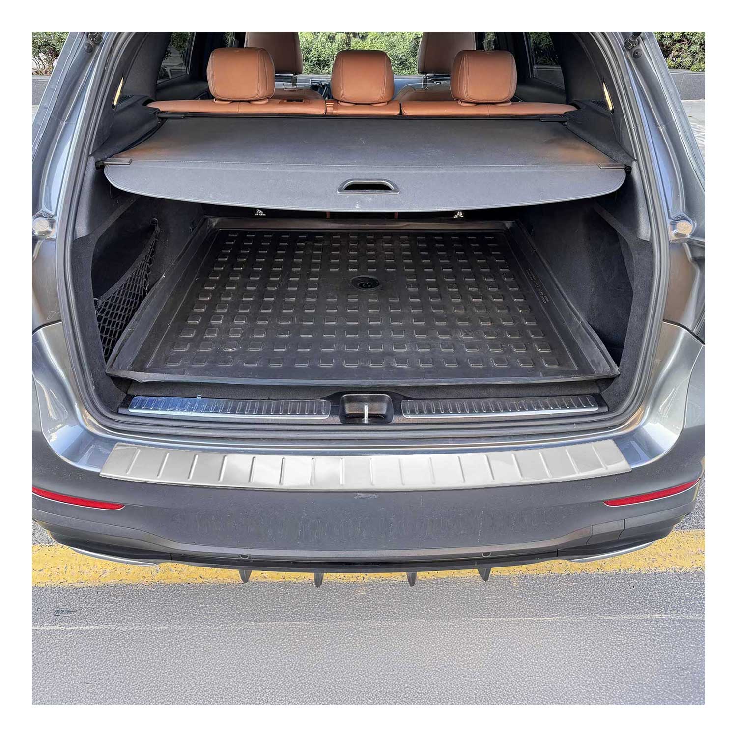 Protector Parachoques para Mercedes GLC X253 2015-2025 Plata Brillante Acero