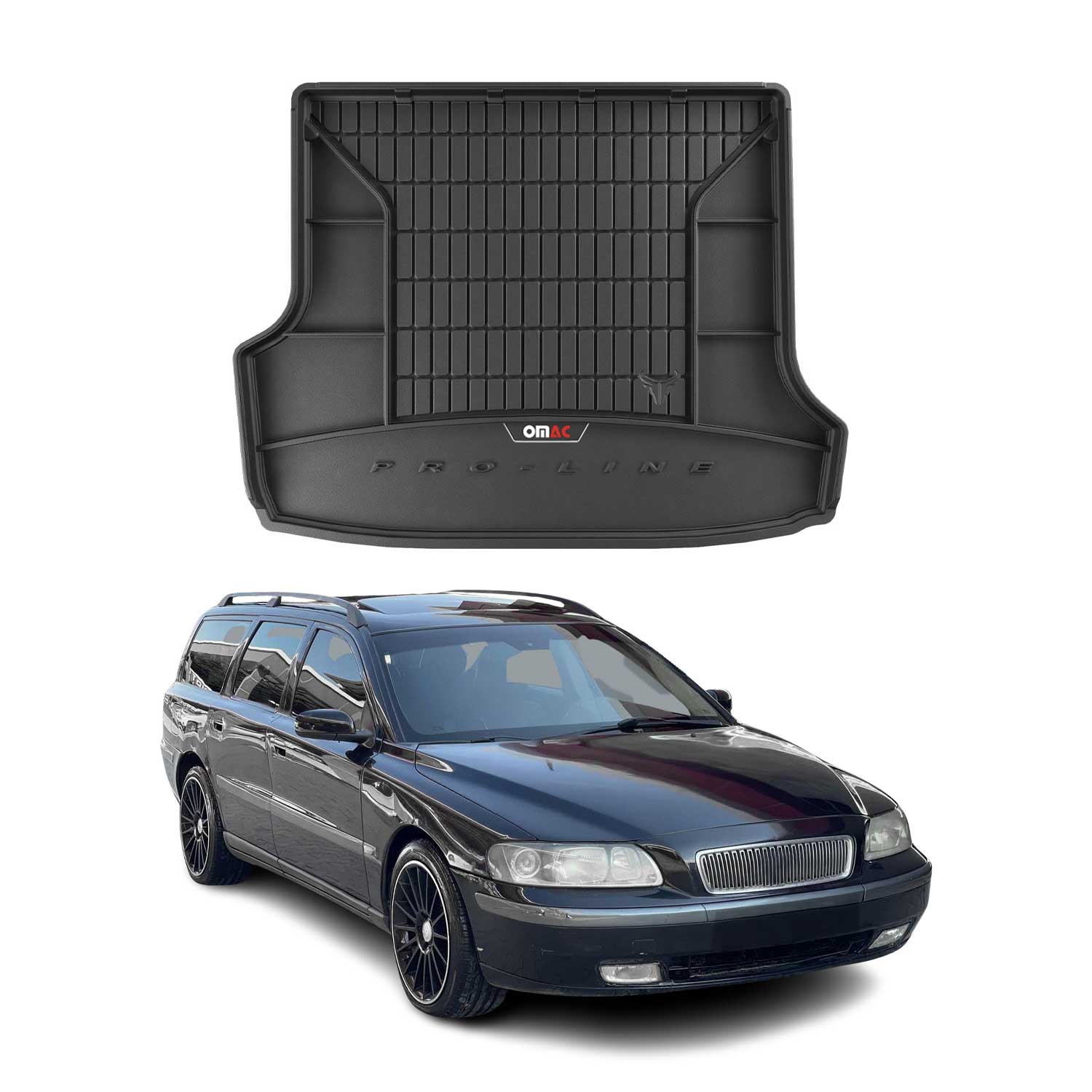 OMAC Premium Bandeja Maletero Alfombrilla para Volvo V70 1999-2007 Negro TPE