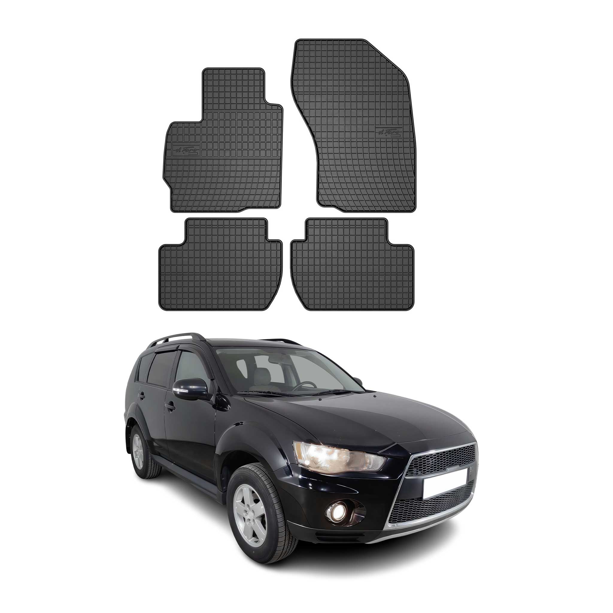 OMAC Alfombrillas De Coche para Mitsubishi Outlander 2006-2012 Negro Goma TPE 4x