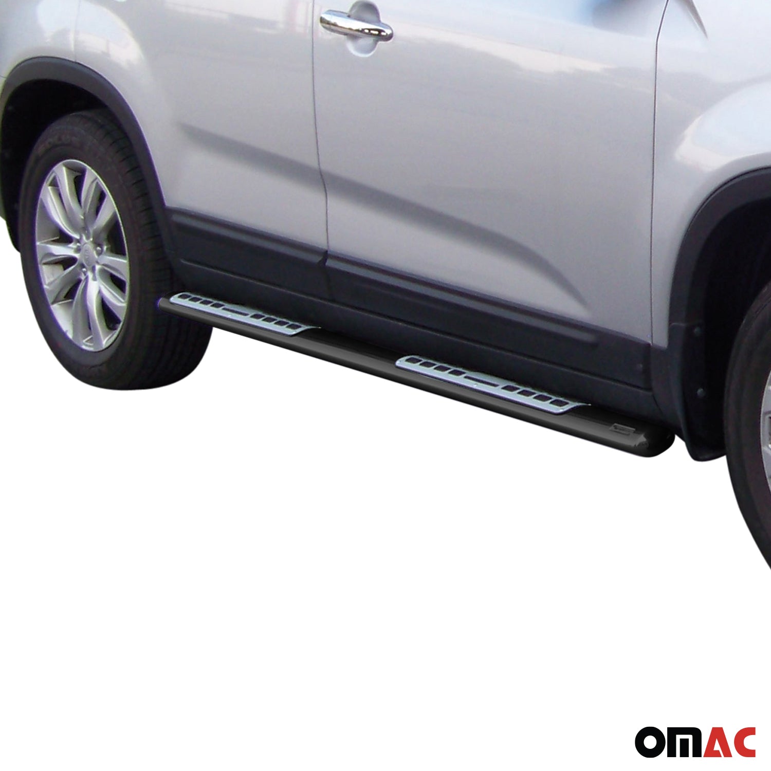 Par de Estribos Barras Laterales para Kia Sorento 2009-2012 Negro Acero