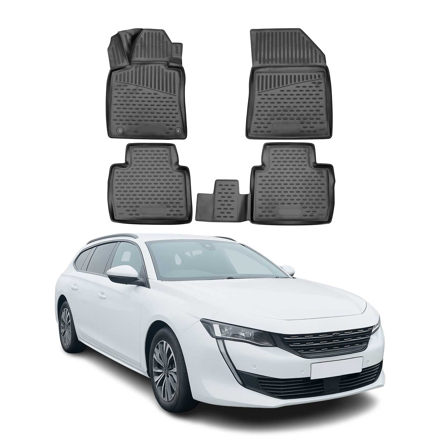 OMAC Alfombrillas De Coche para Peugeot 508 SW 2018-2021 Negro Goma TPE 4Pza