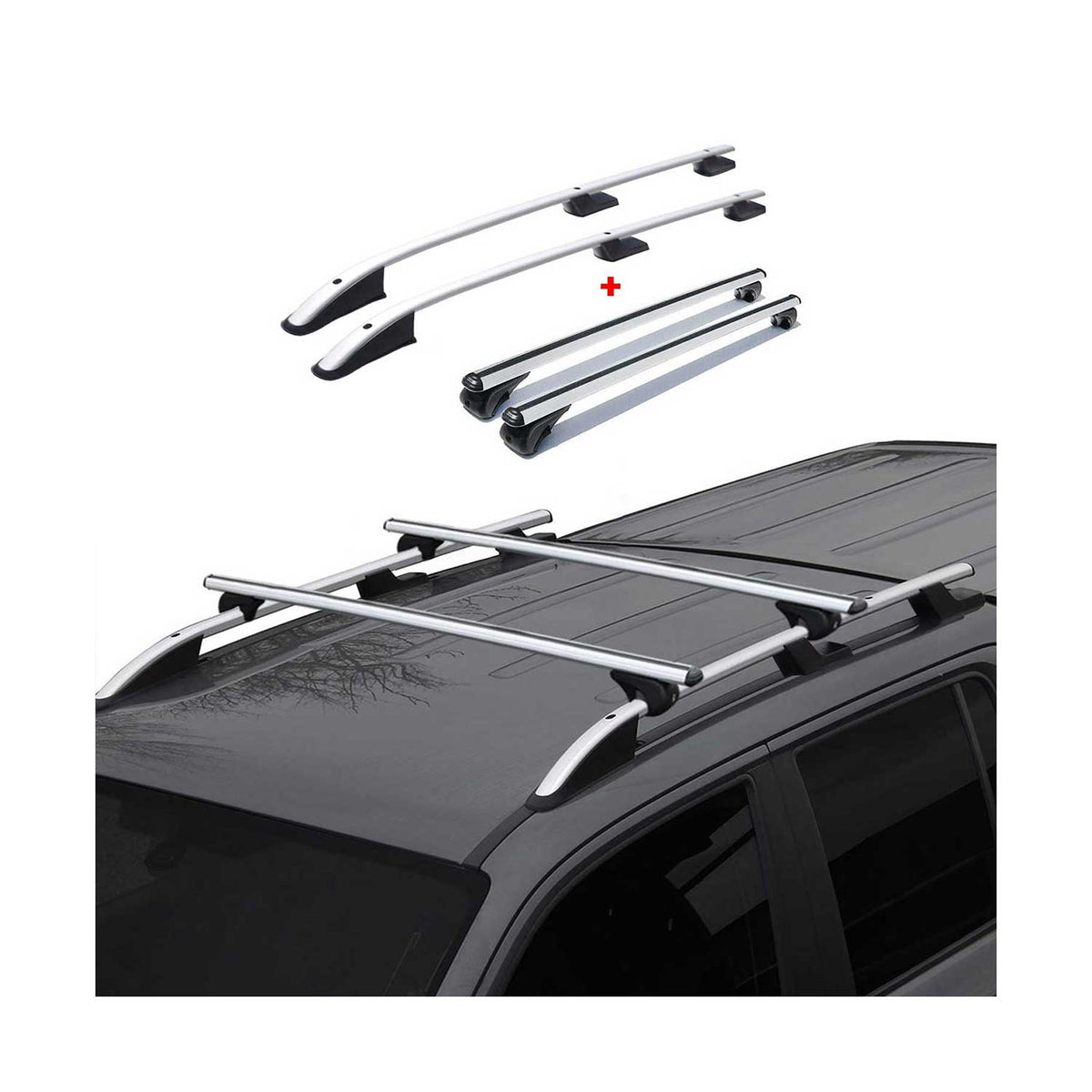 Rieles & Barras de Techo Coche para Fiat Fiorino Qubo Nemo Bipper Gris Alu 4Pza