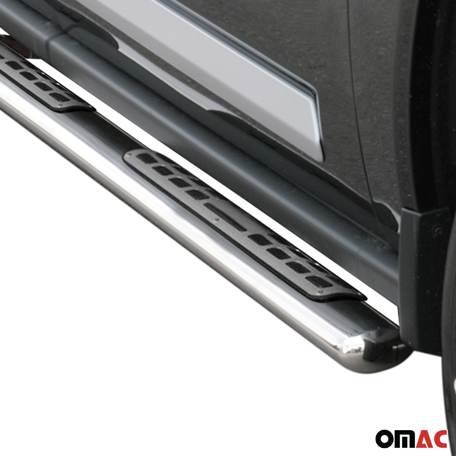 Par de Estribos Barras Laterales para Jeep Compass 2007-2010 Plata Acero 2x