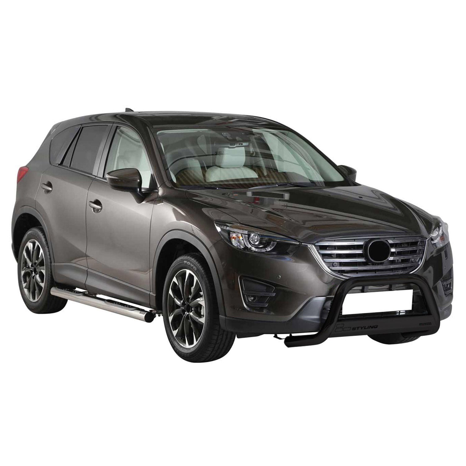 Bull Barra Frontal para Mazda CX-5 2015-2016 Negro Brillante Acero 1Pza