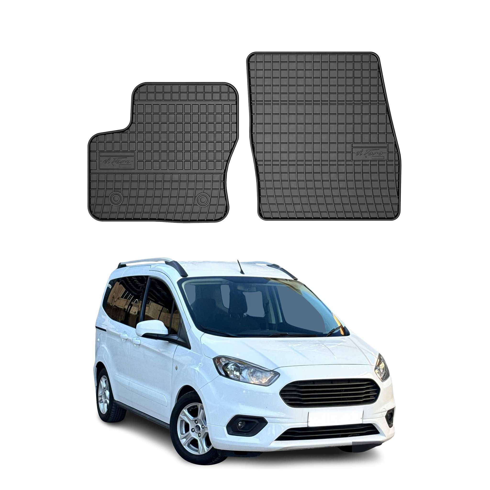OMAC Alfombrillas De Coche para Ford Tourneo Courier 2014-2018 Negro Goma TPE 2x