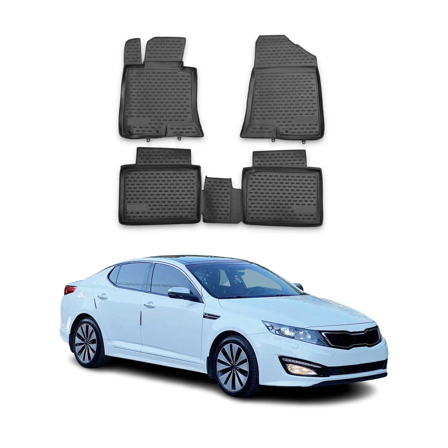OMAC Alfombrillas De Coche para Kia Optima 2011-2014 Negro Goma TPE 4Pza