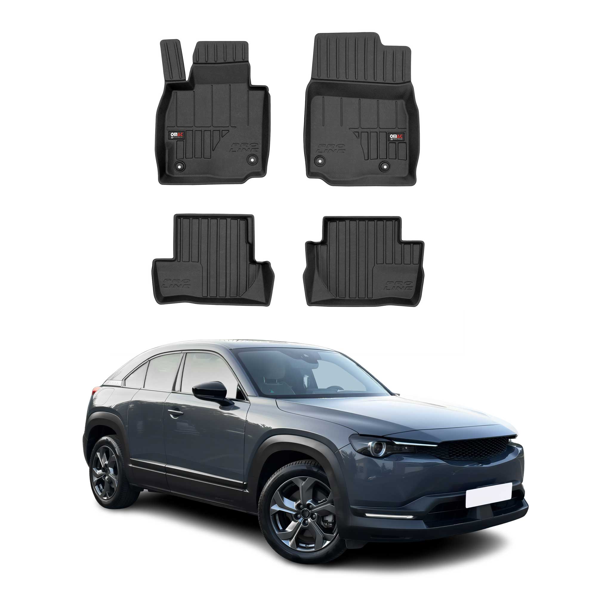 OMAC Premium Alfombrillas De Coche para Mazda MX-30 2020-2025 Negro TPE Goma 4x
