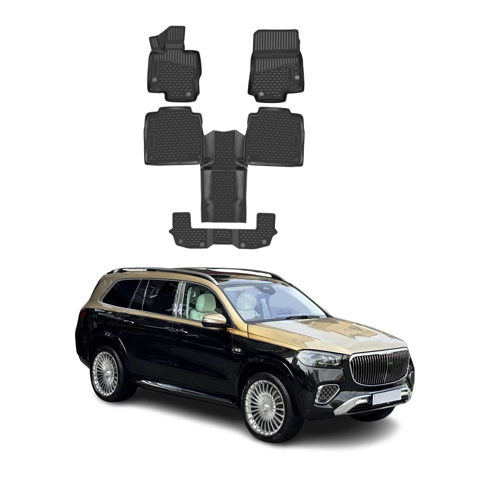 OMAC Alfombrillas De Coche para Mercedes GLS Class X167 2019-2025 Negro TPE 4Pza