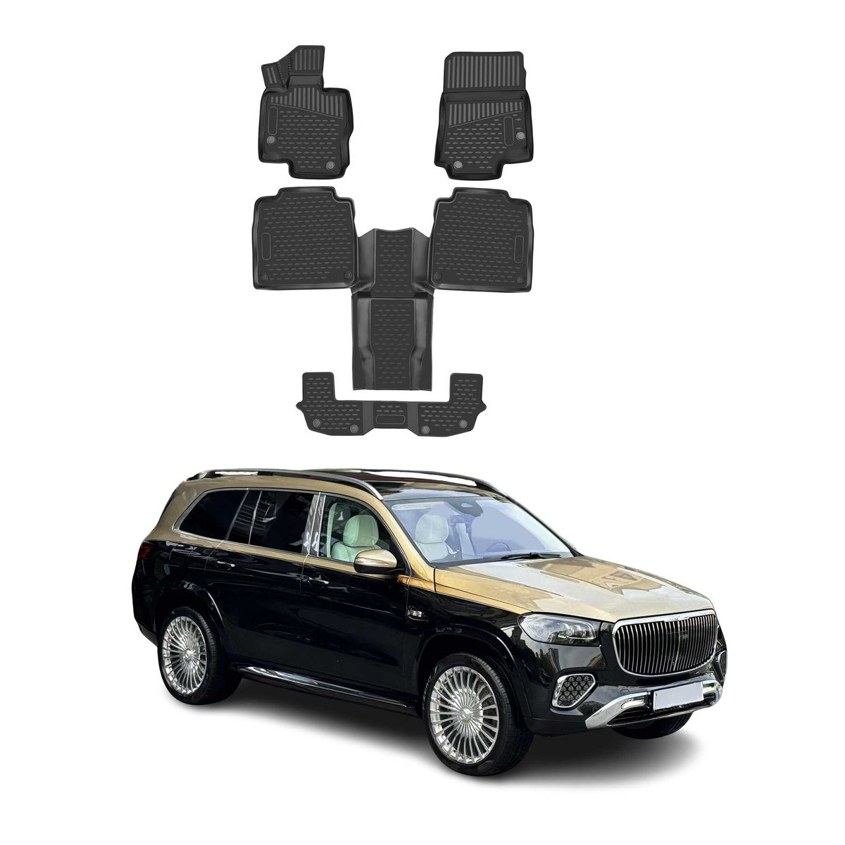 OMAC Alfombrillas De Coche para Mercedes GLS Class X167 2019-2025 Negro TPE 4Pza