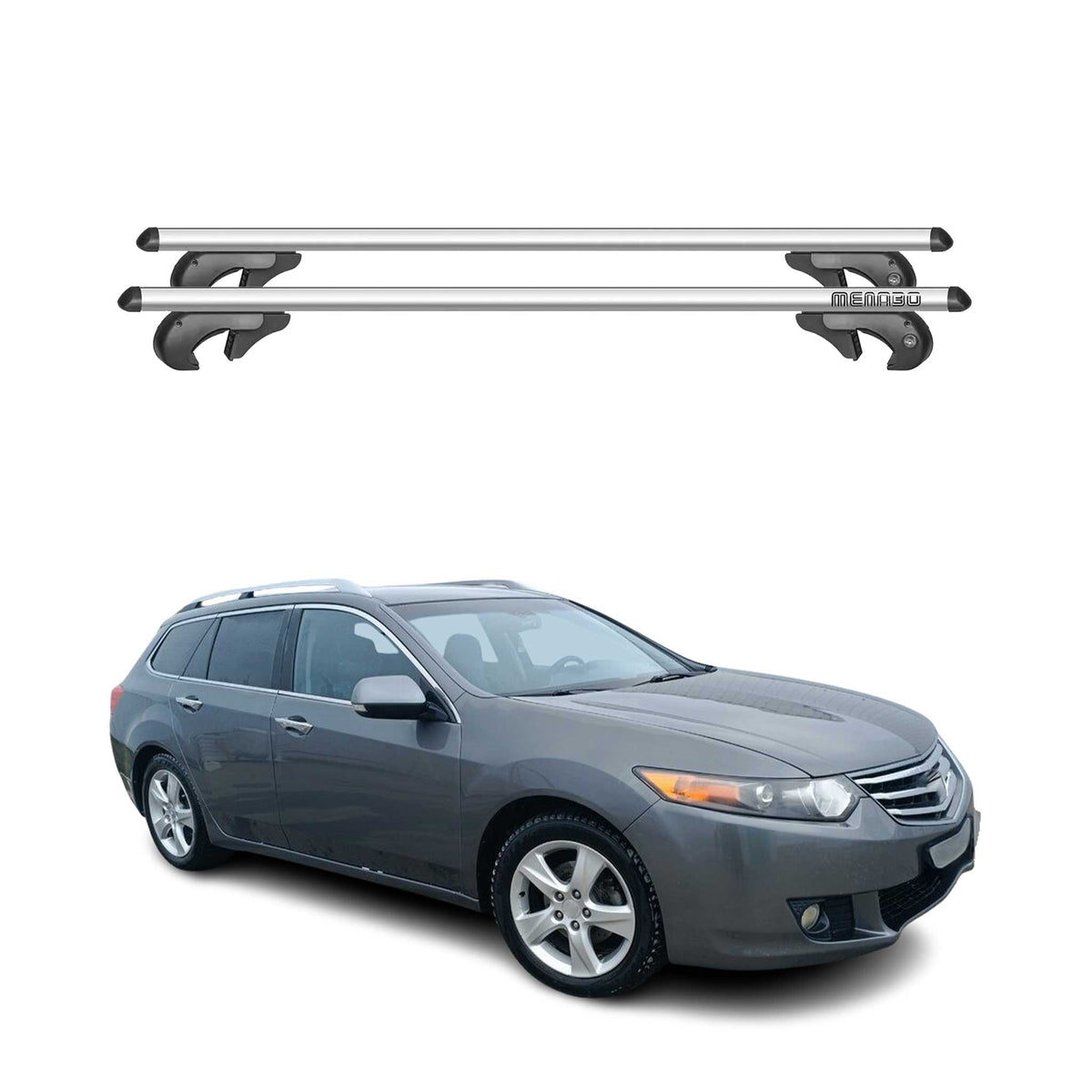 Menabo Barras Techo Baca para Honda Accord Tourer 2003-2007 Gris Aluminio 2Pza