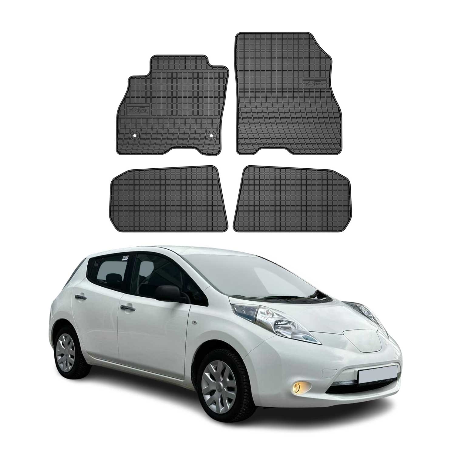 OMAC Alfombrillas De Coche para Nissan Leaf 2010-2017 Negro Goma 4Pza