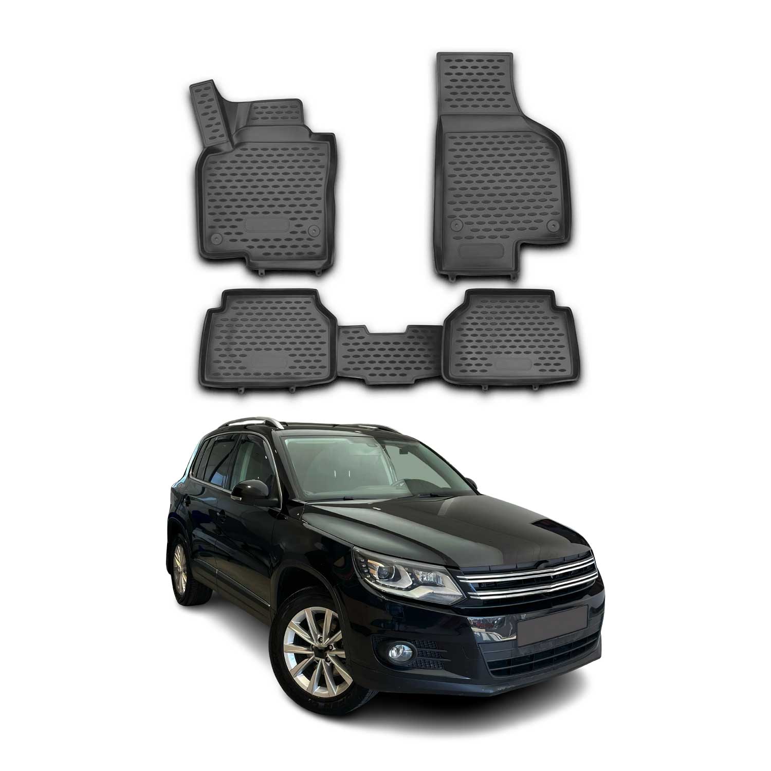 OMAC Alfombrillas De Coche para VW Tiguan 2007-2017 Negro Goma TPE 4Pza