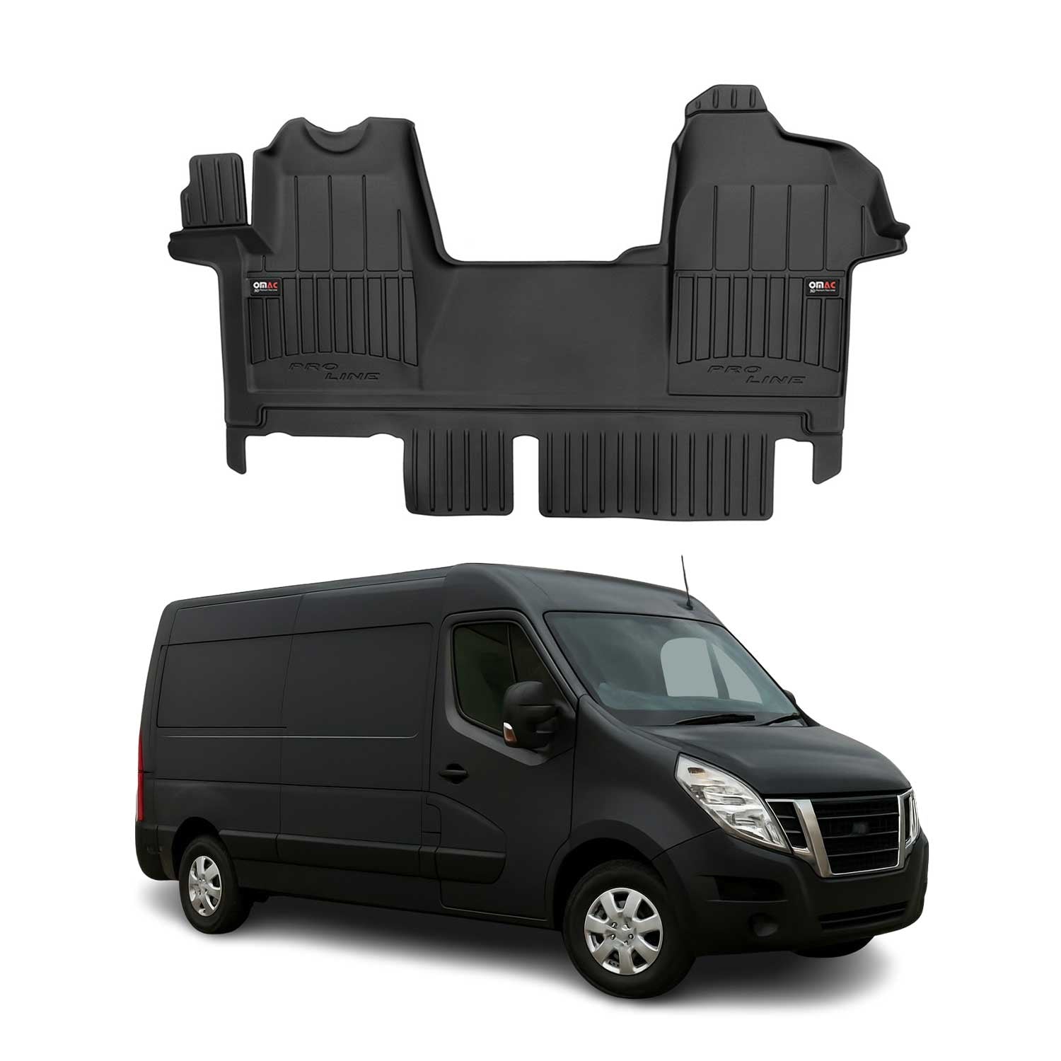 OMAC Premium Alfombrillas De Coche para Nissan NV400 2011-2025 Negro TPE Goma