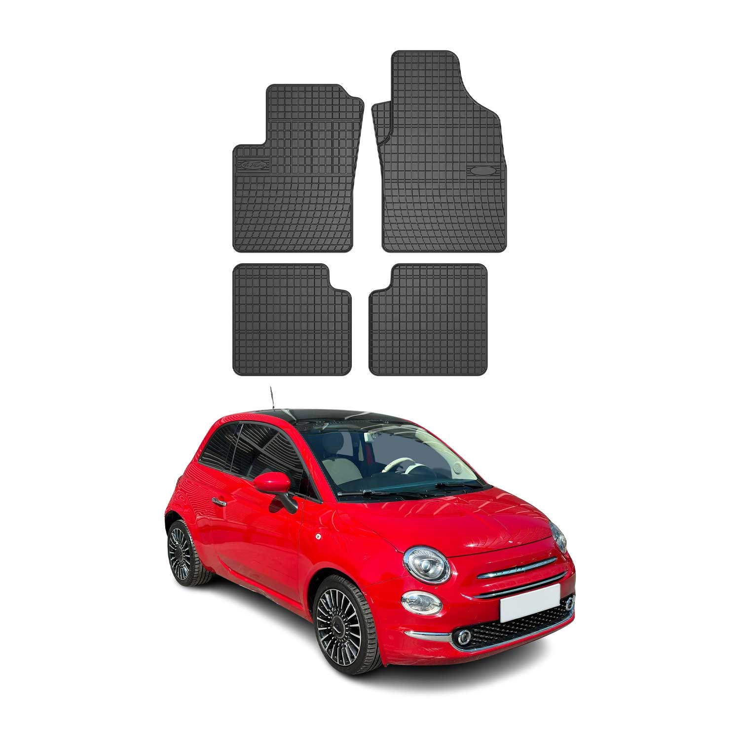 OMAC Alfombrillas De Coche para Fiat 500 500C 2007-2020 Negro Goma 4Pza