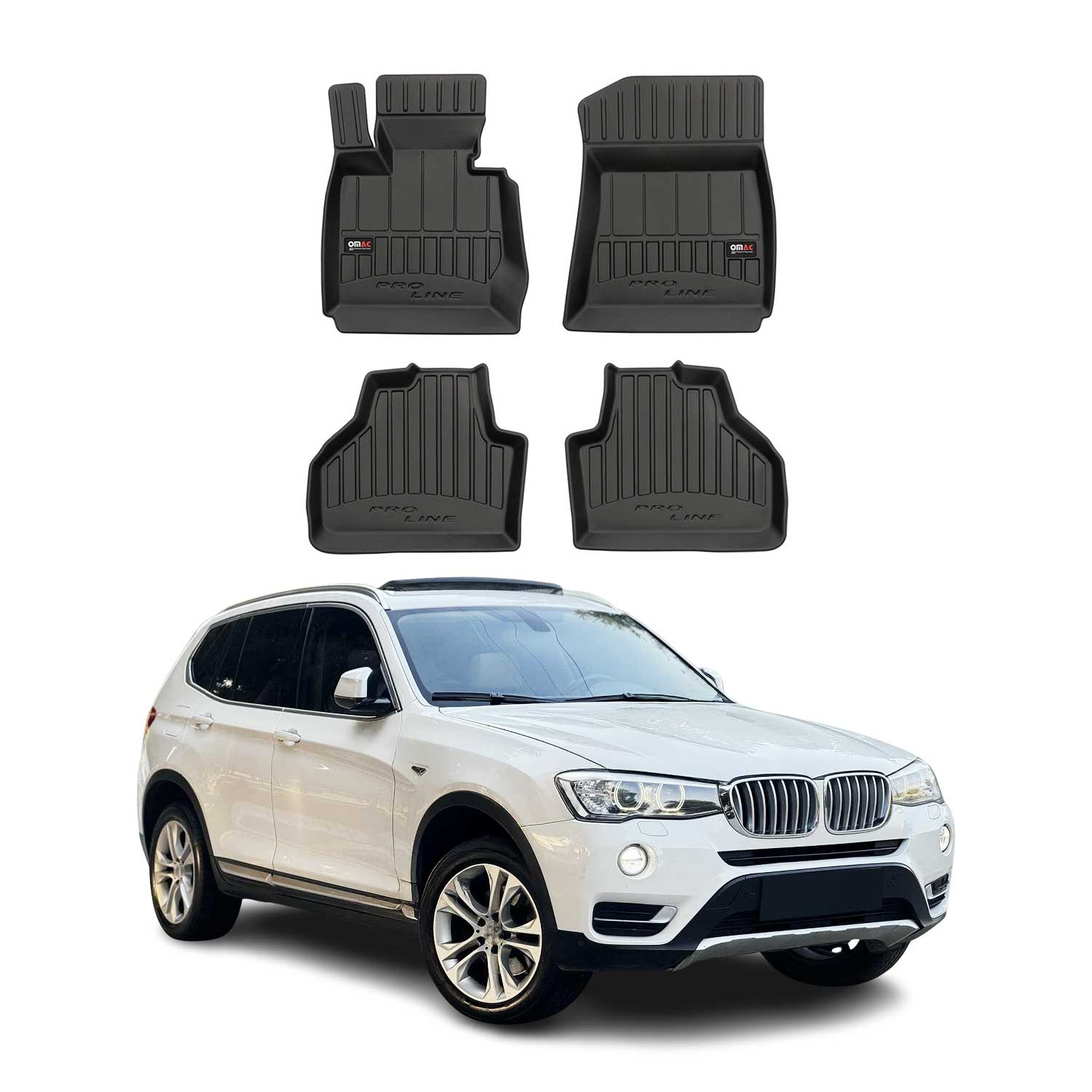 OMAC Premium Alfombrillas De Coche para BMW X3 F25 2010-2017 Negro TPE Goma 4Pza