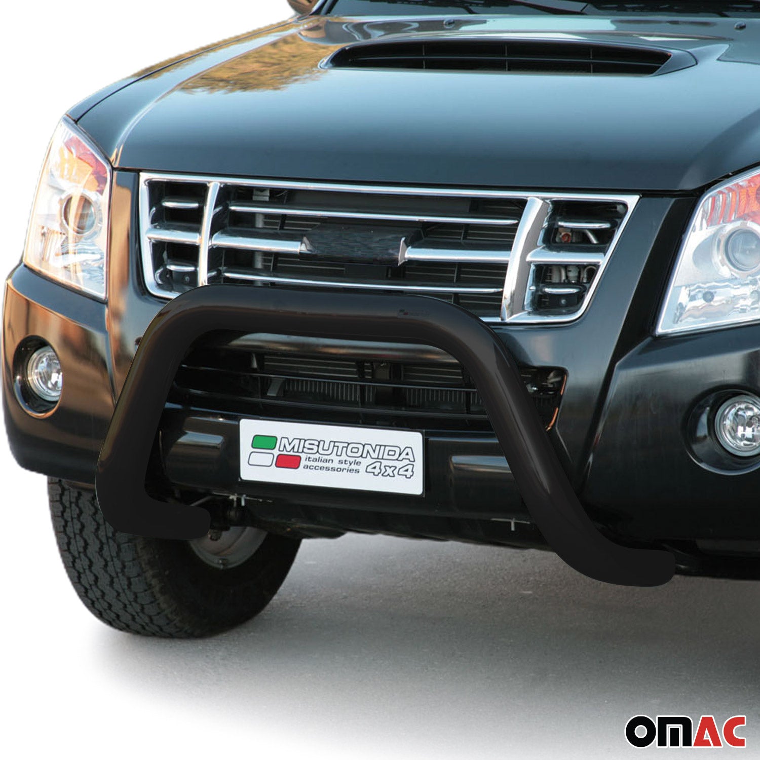 Bull Barra Frontal para Isuzu D-Max 2006-2012 Negro Brillante Acero 1Pza