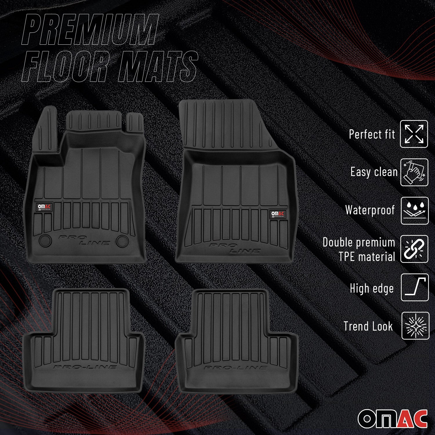 OMAC Premium Alfombrillas De Coche para Renault Megane 2016-2022 TPE Goma 4x