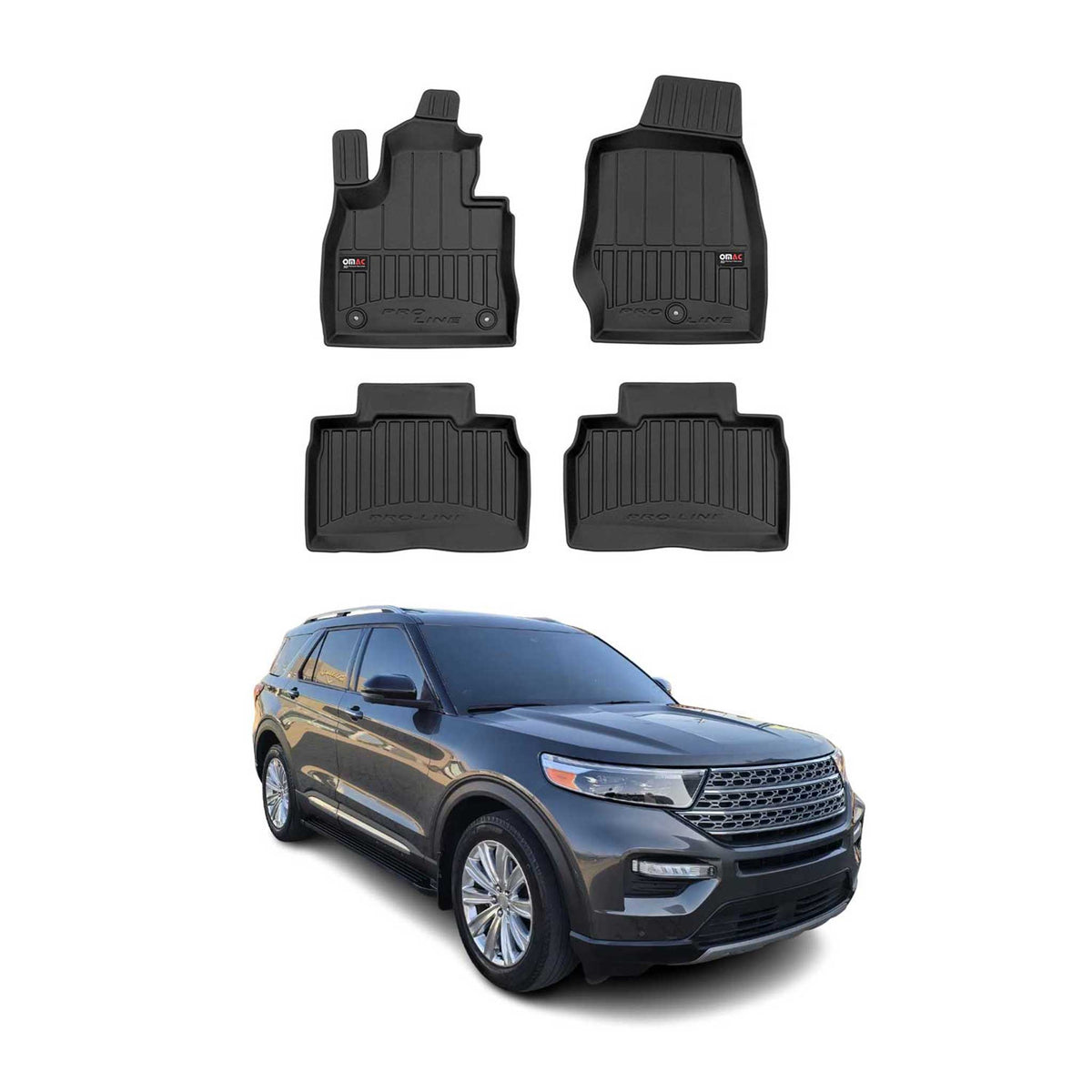 OMAC Premium Alfombrillas De Coche para Ford Explorer U6 2020-2025 TPE Goma 4x