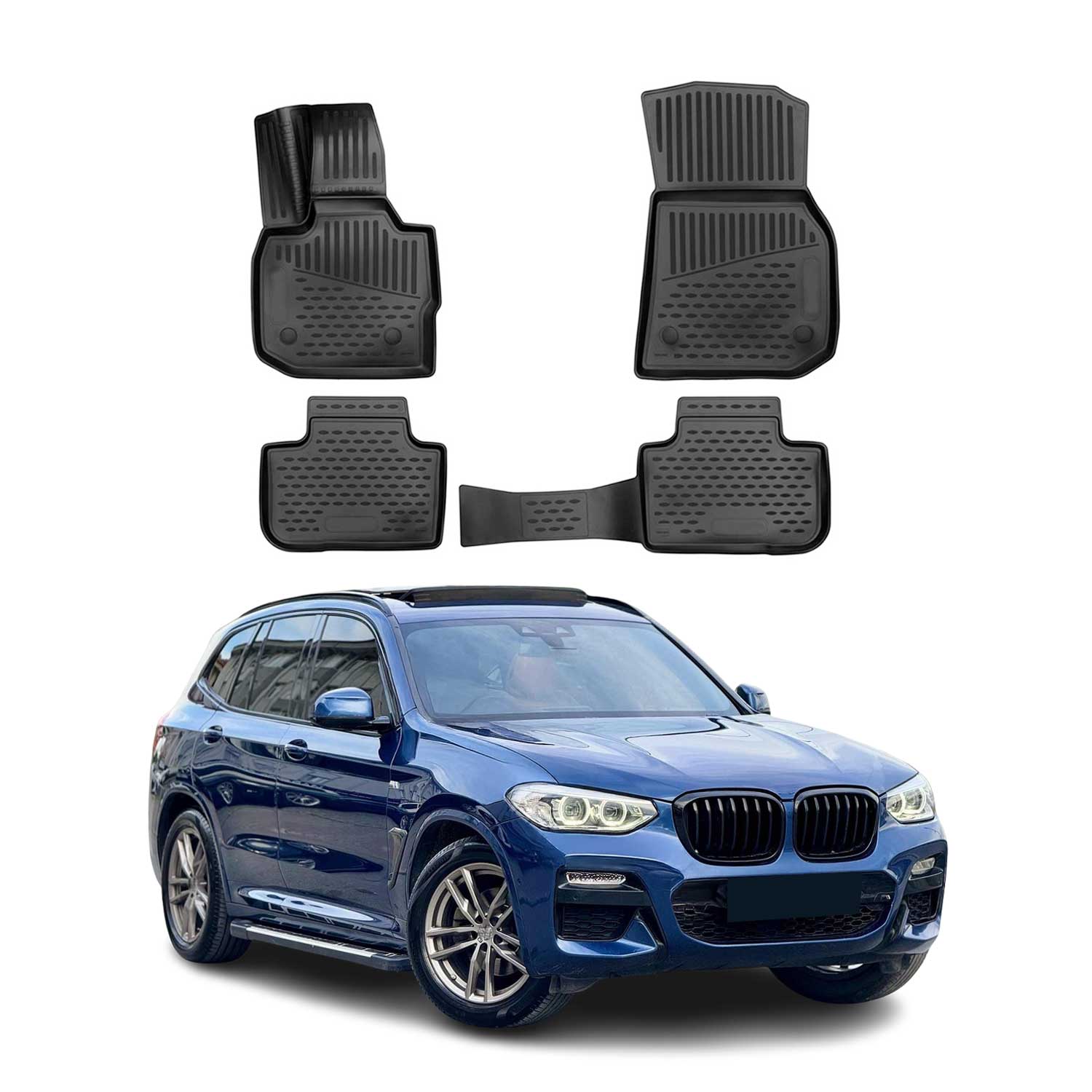 OMAC Alfombrillas De Coche para BMW X3 G01 2017-2024 Negro Goma TPE 4Pza