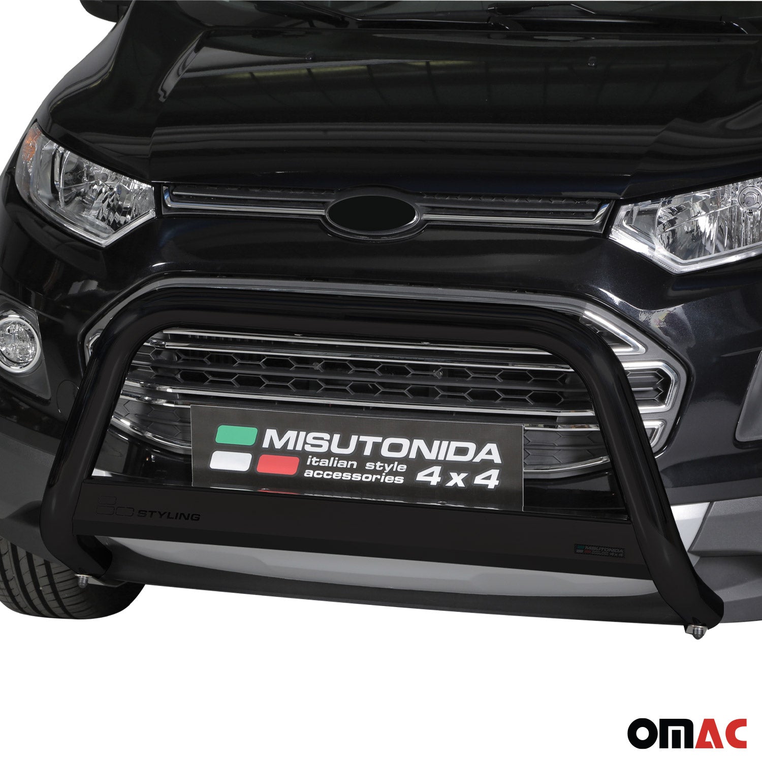 Bull Barra Frontal para Ford Ecosport 2013-2017 Negro Brillante Acero