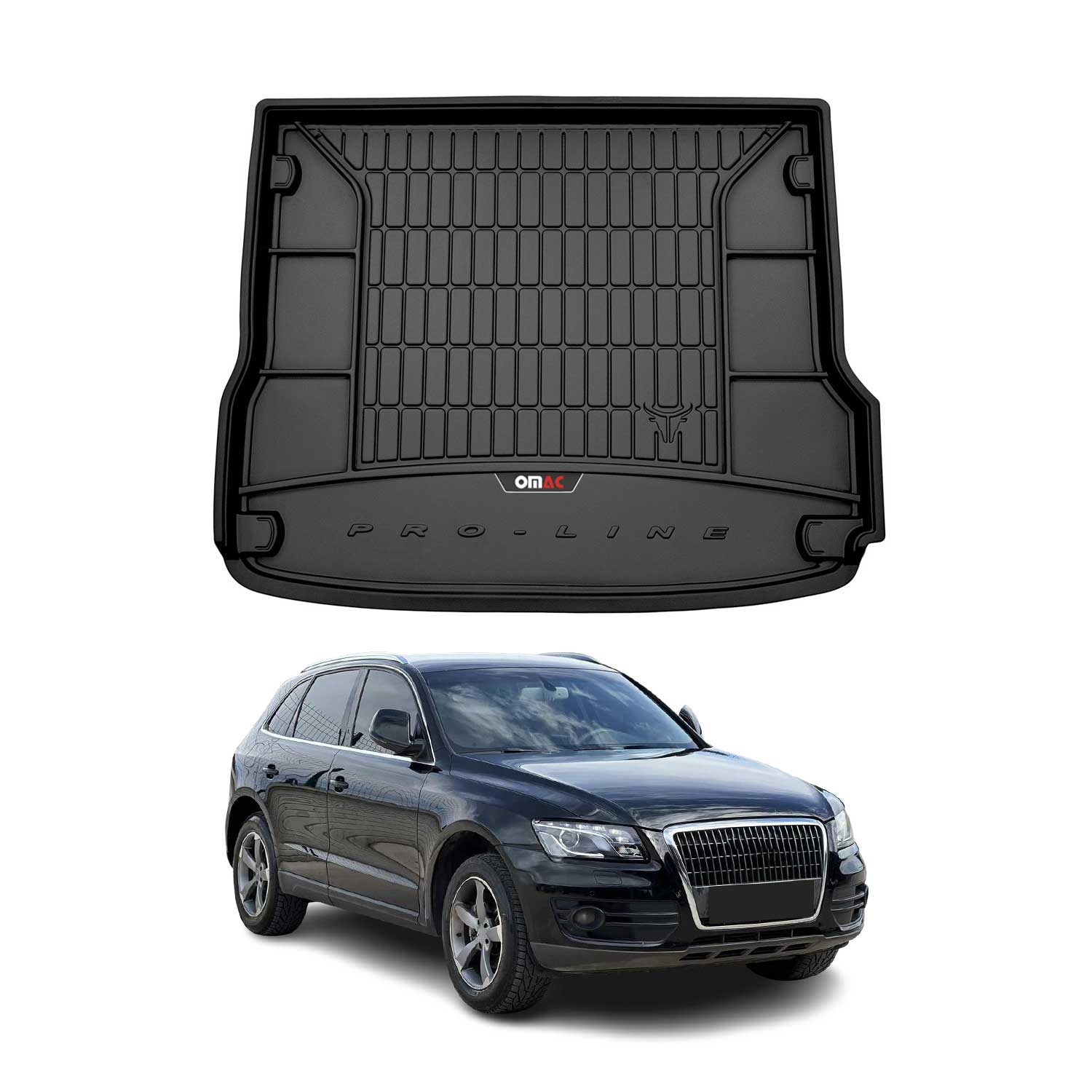 OMAC Premium Bandeja Maletero Alfombrilla para Audi Q5 2008-2017 Negro Goma TPE