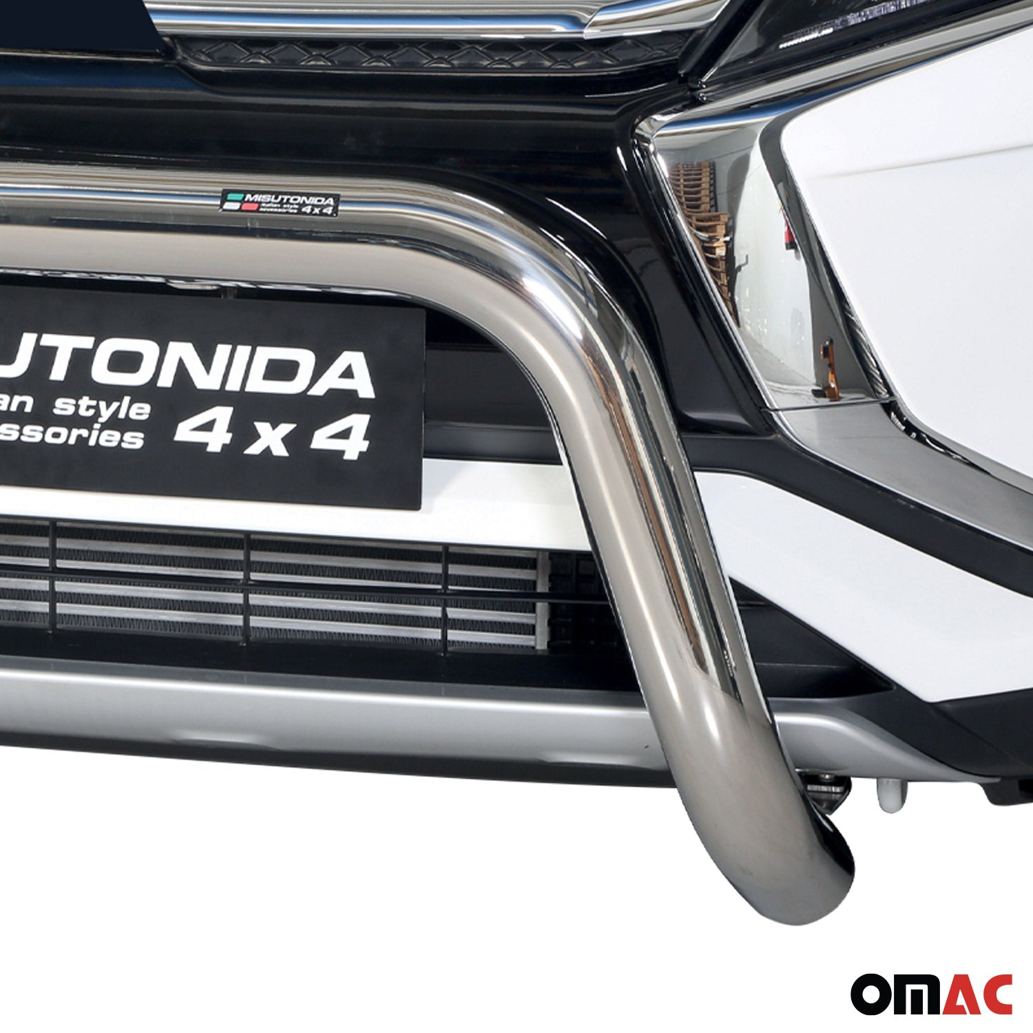 Bull Barra Frontal para Mitsubishi Eclipse Cross 2018-2020 Plata Brillante Acero