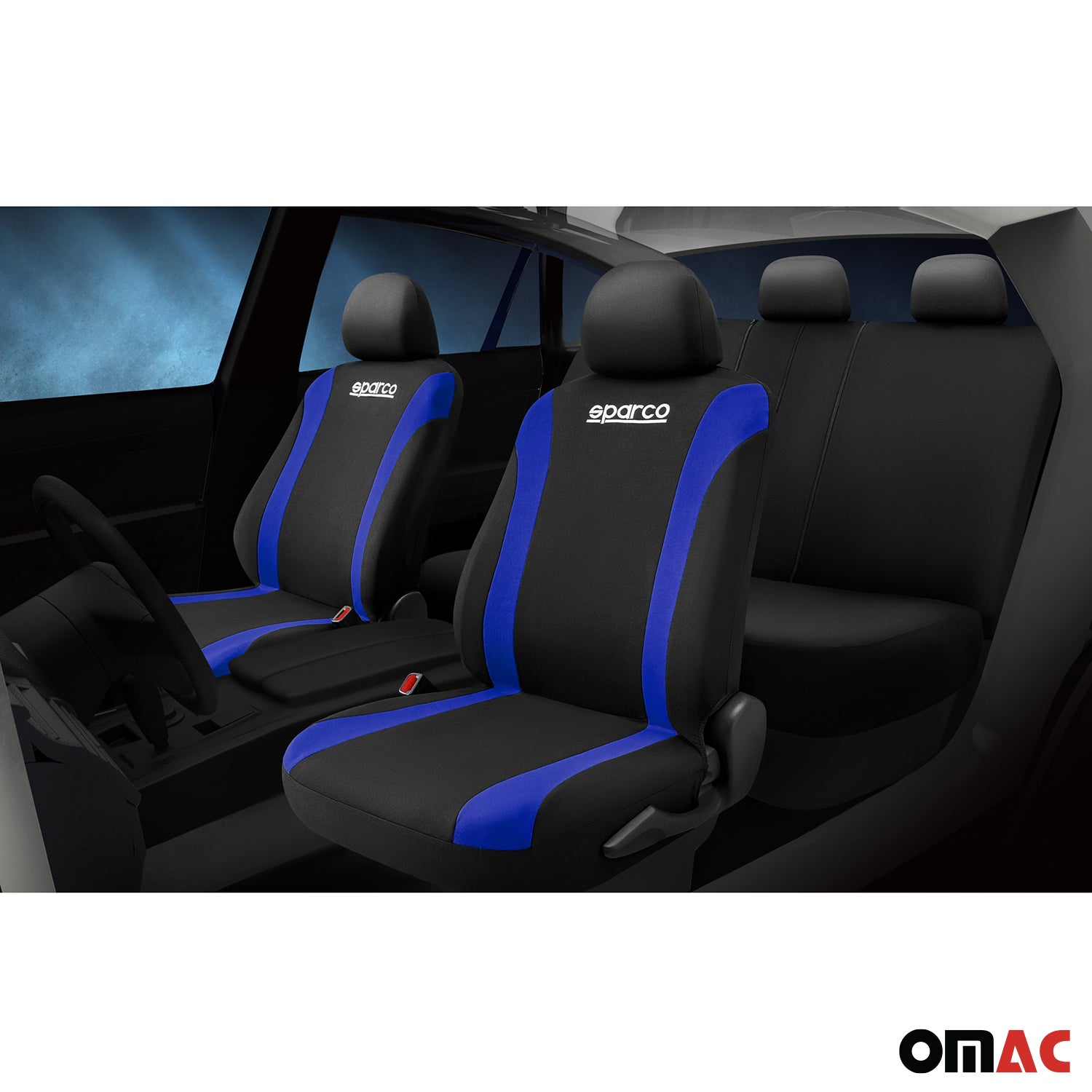 Sparco Funda de Asiento Universal Negro Azul 9Pza Poliéster