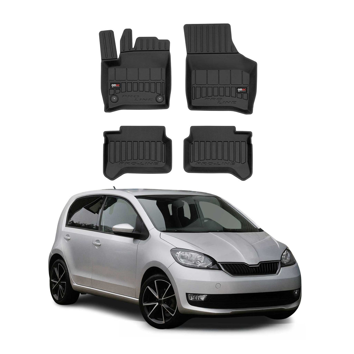 OMAC Premium Alfombrillas De Coche para Seat Citigo-e 2019-2025 TPE Goma 4x