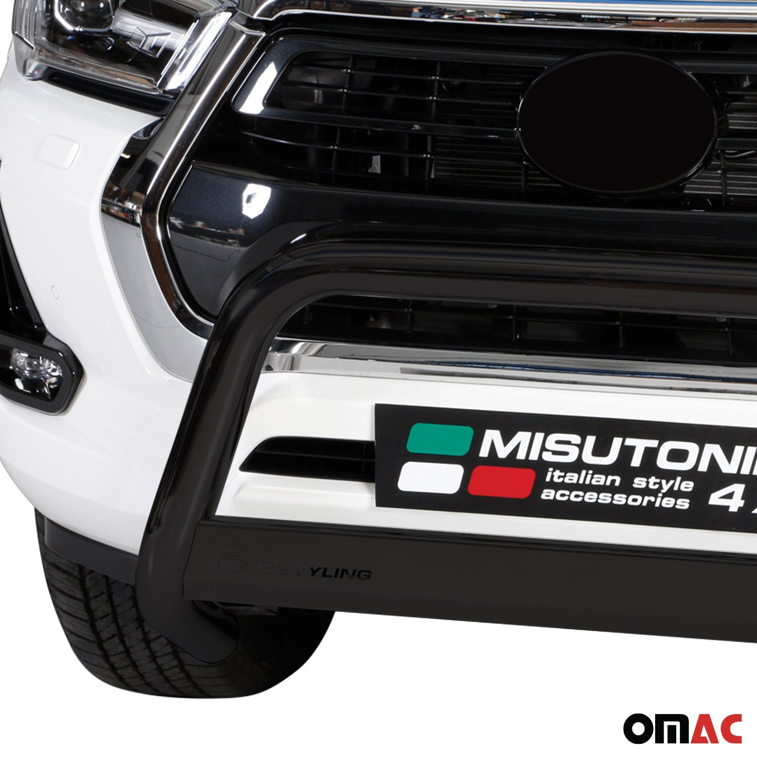 Bull Barra Frontal para Toyota Hilux 2021-2025 Negro Brillante Acero 1Pza