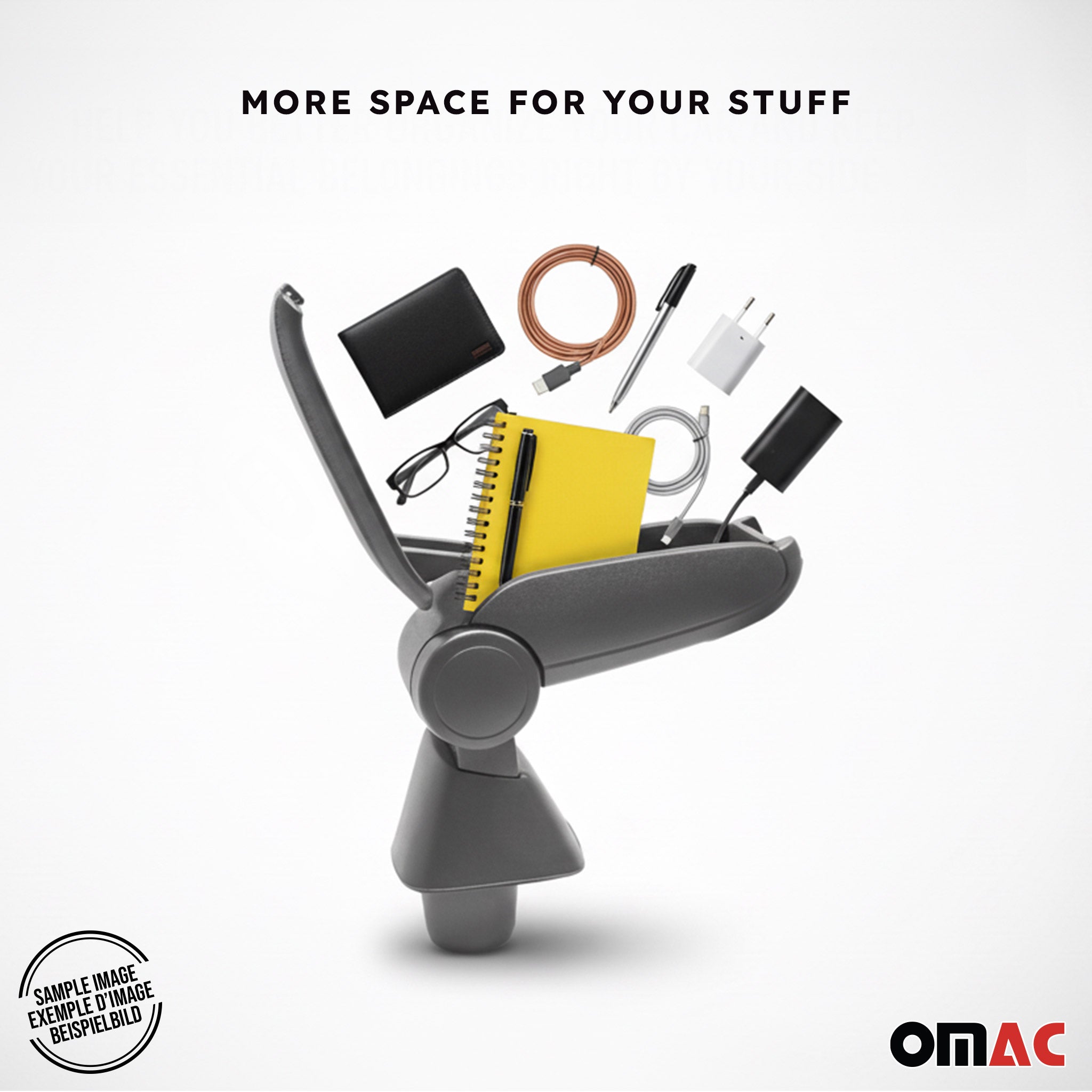 Gris Reposabrazos Consola para VW Caddy 2003-2020 Gris PU Cuero Plástico 1Pza