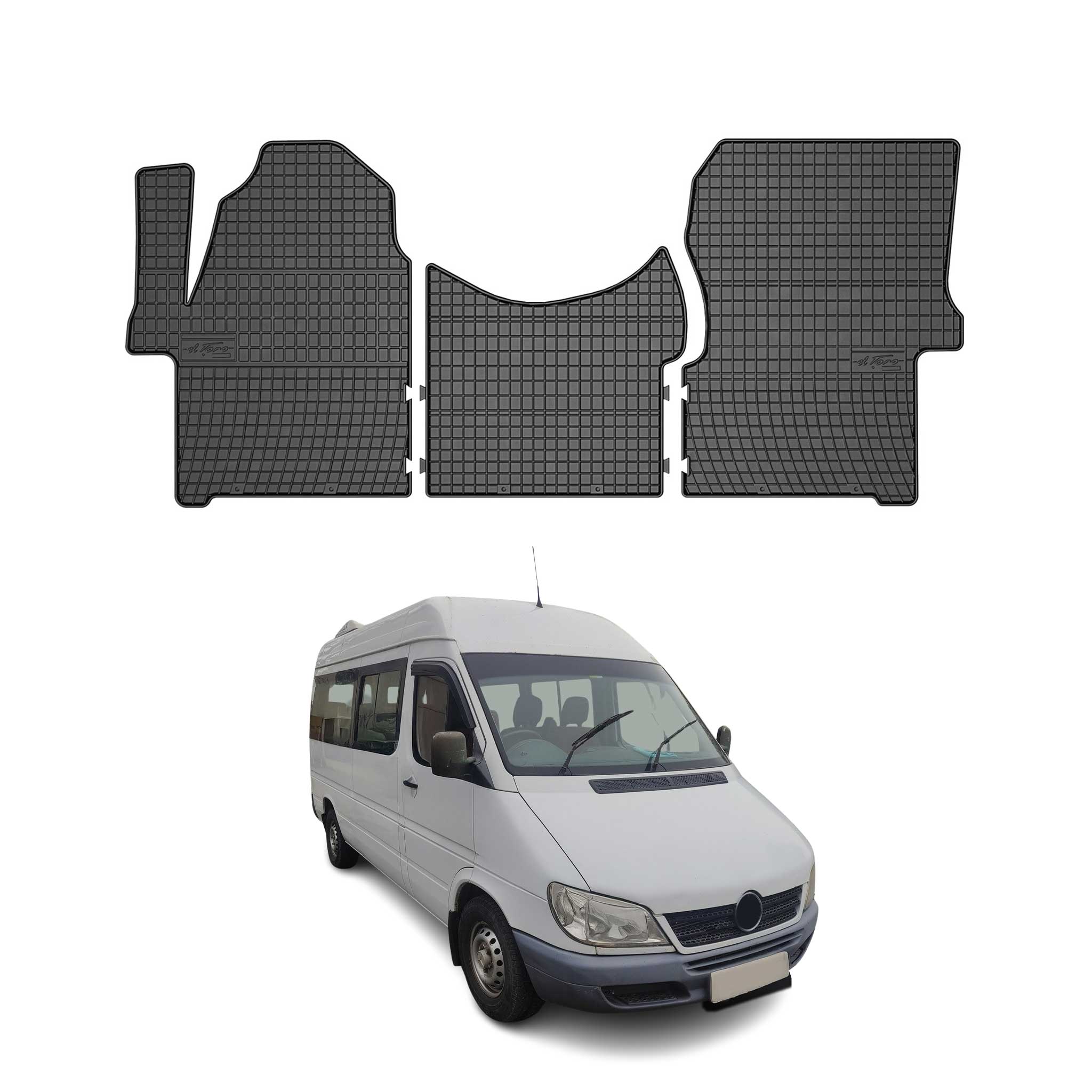 OMAC Alfombrillas De Coche para Mercedes Sprinter W906 2006-2018 Negro Goma 3Pza