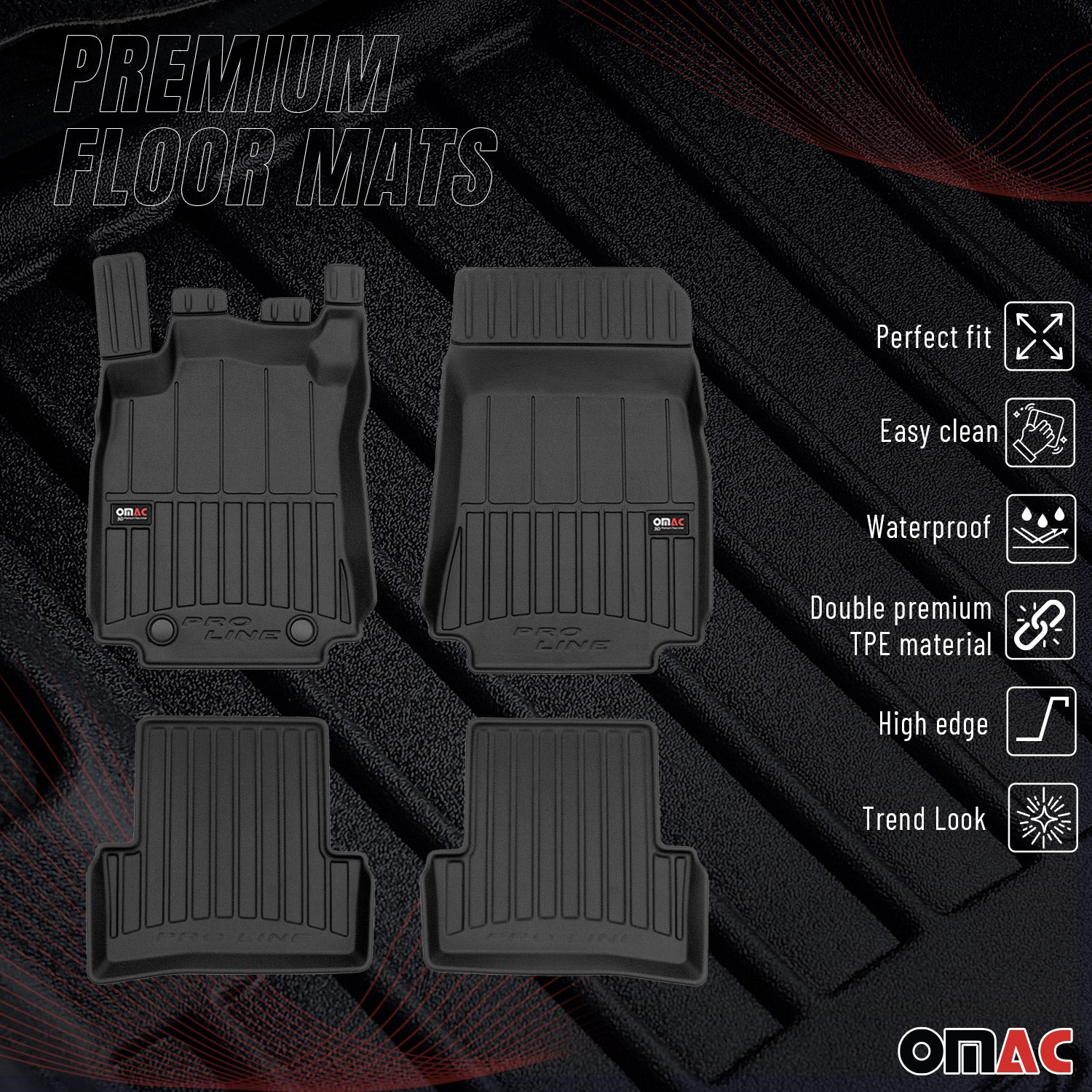 OMAC Premium Alfombrillas De Coche para Renault Modus 2004-2012 TPE Goma 4x