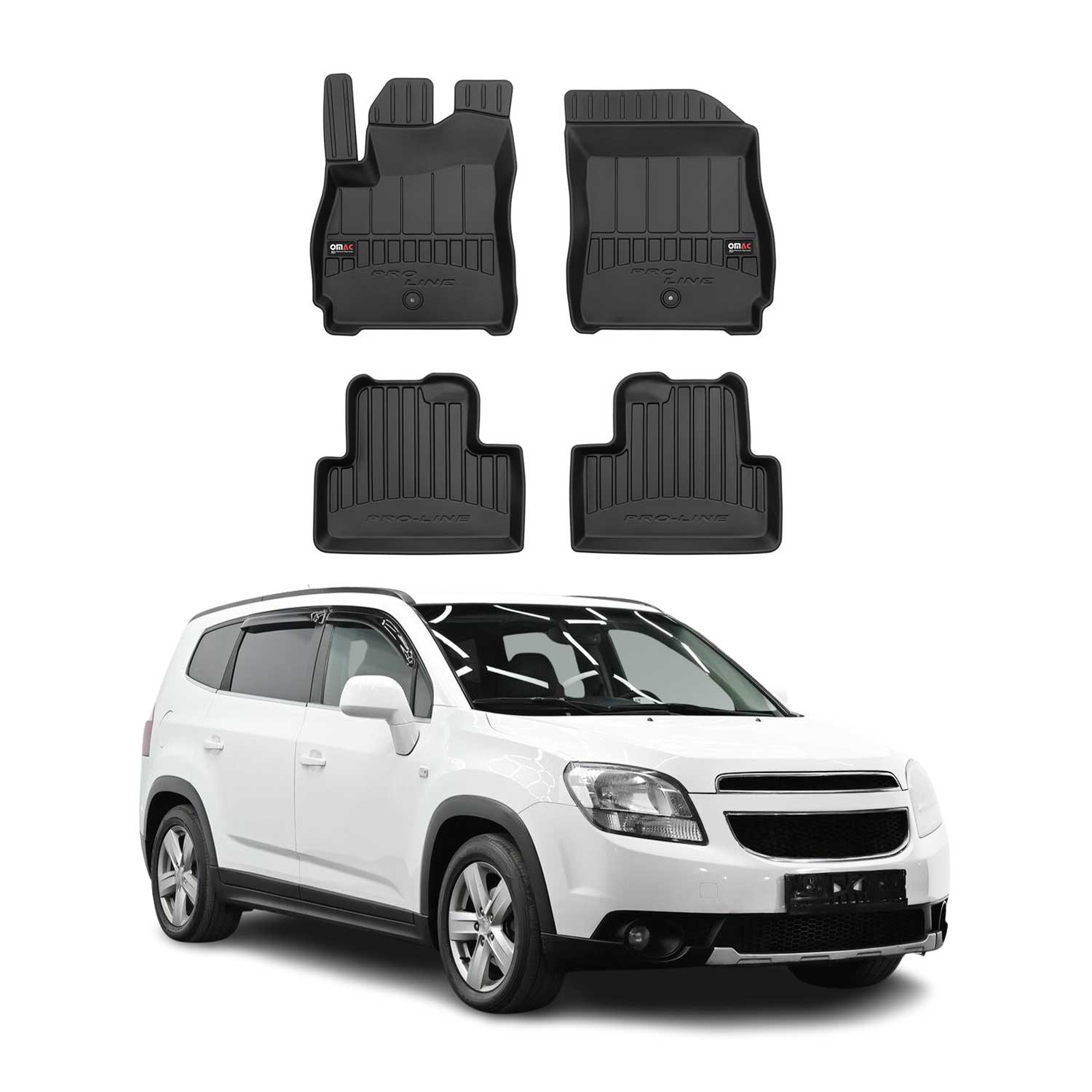 OMAC Premium Alfombrillas De Coche para Chevrolet Orlando 2010-2018 TPE Goma 4x