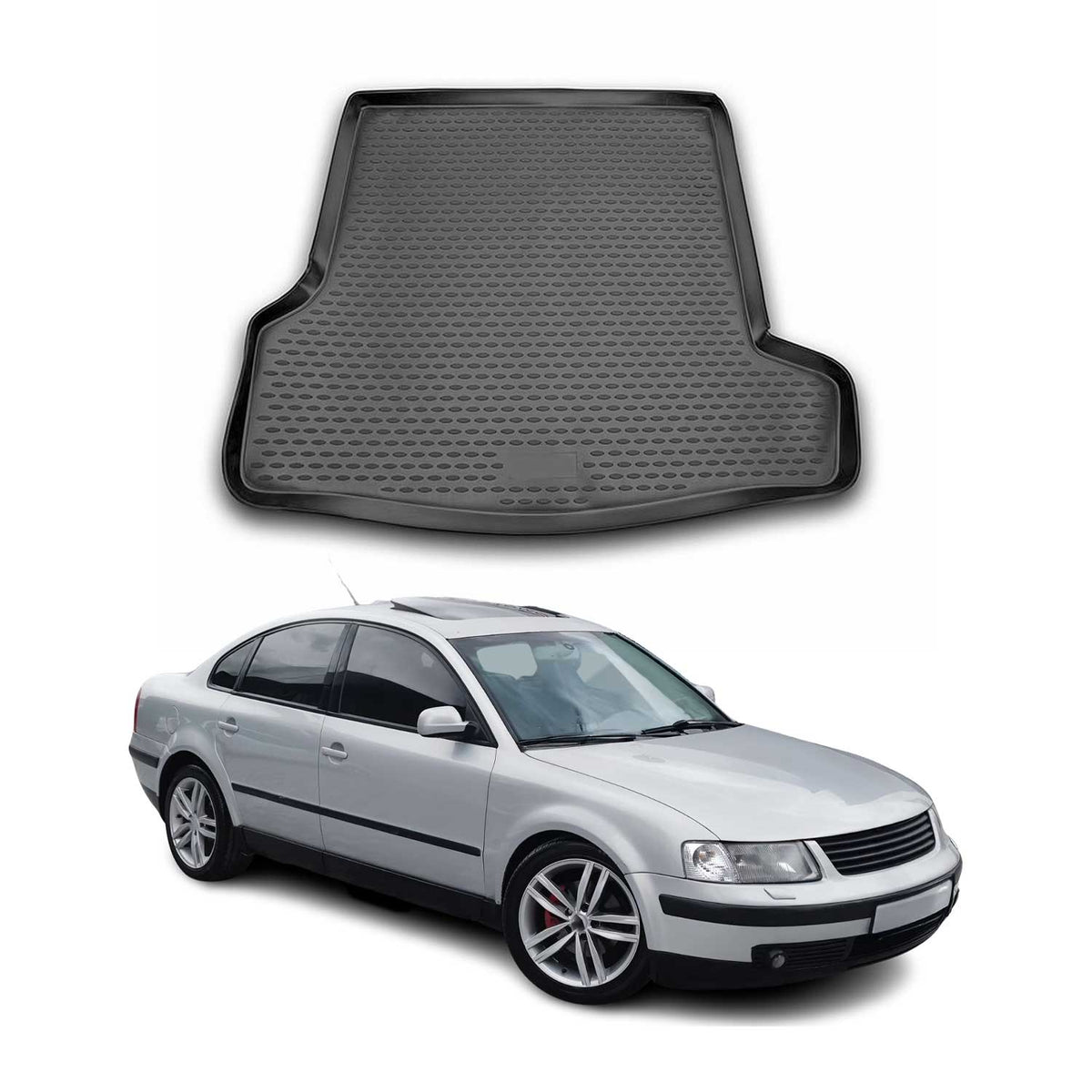 OMAC Bandeja Maletero Alfombrilla para VW Passat B5 1996-2005 Negro Goma TPE