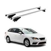 Menabo Barras de Techo Coche Baca para Seat Leon 2012-2020 Gris Aluminio 2Pza