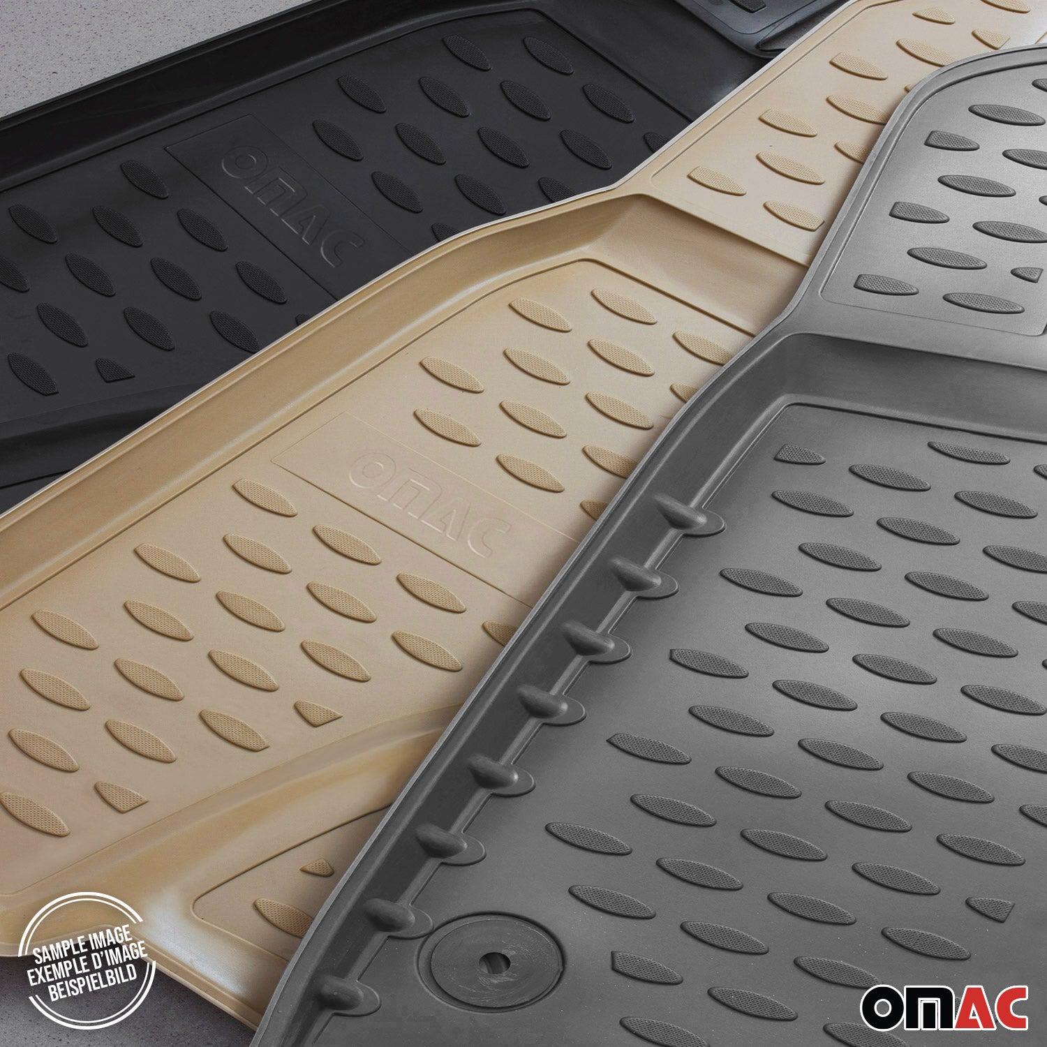 OMAC Alfombrillas De Coche para Mercedes GLA Class 2013-2025 Beige Goma TPE 4Pza