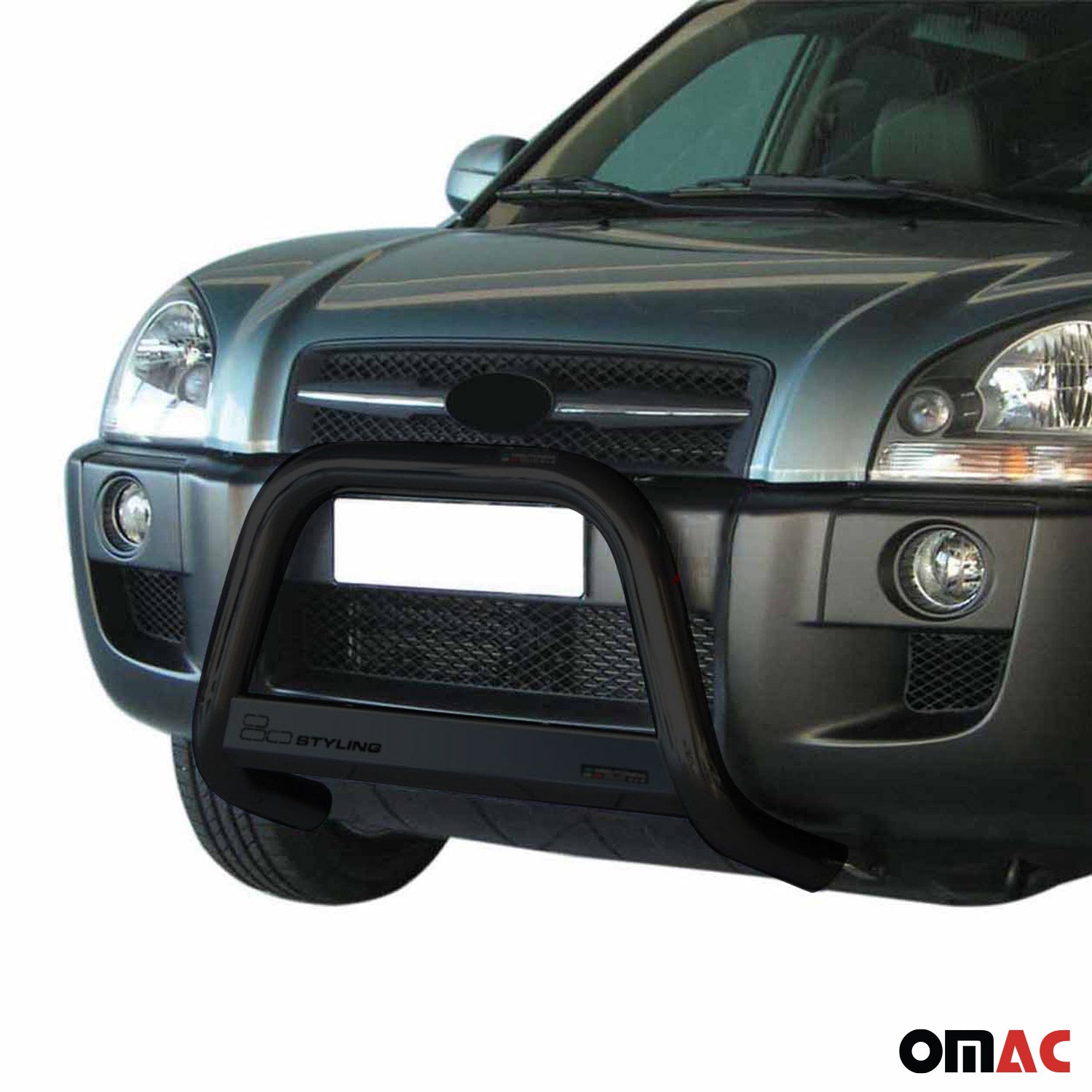 Bull Barra Frontal para Hyundai Tucson 2004-2009 Negro Brillante Acero 1Pza