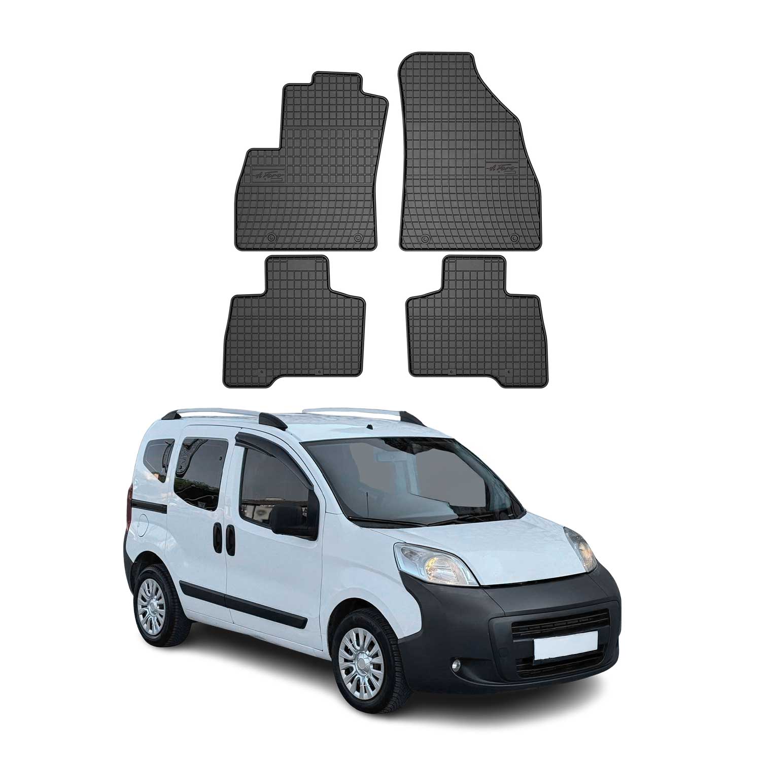 OMAC Alfombrillas De Coche para Peugeot Bipper 2008-2014 Negro Goma TPE 4Pza