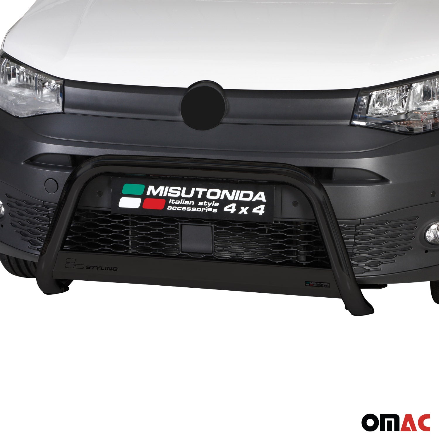 Bull Barra Frontal para VW Caddy 2021-2025 Negro Brillante Acero 1Pza