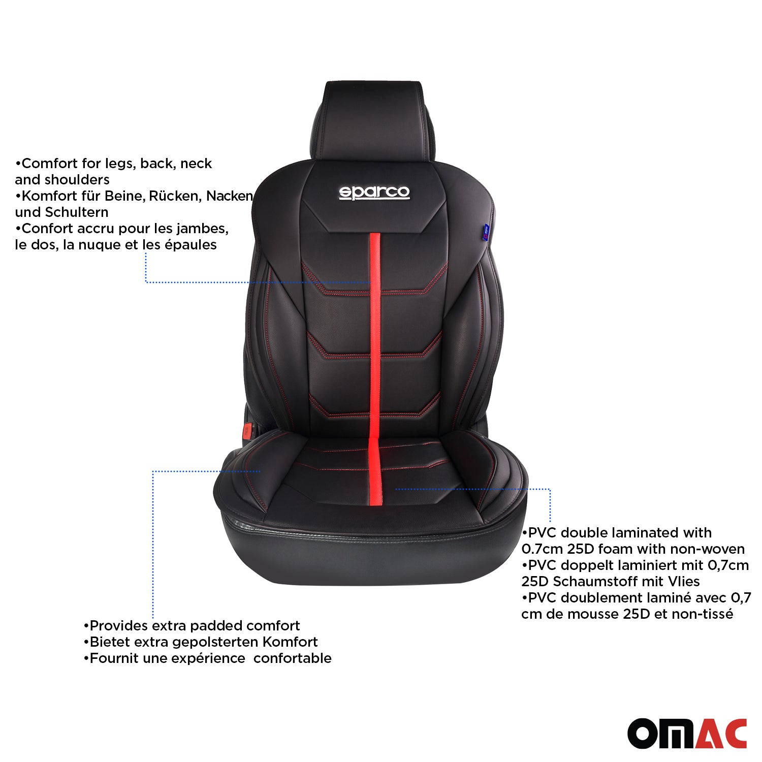 Sparco Funda de Asiento para Automóvil Universal Negro Rojo