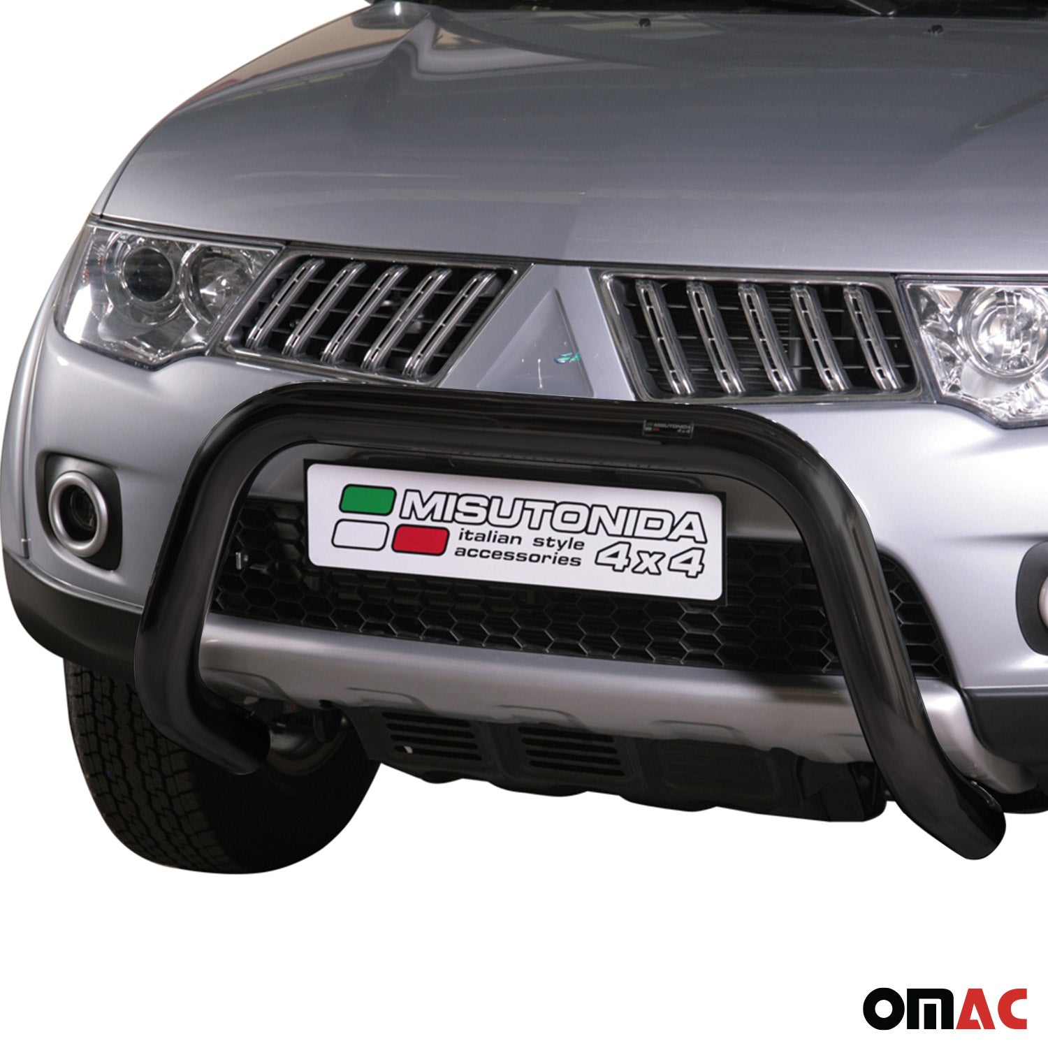 Bull Barra Frontal para Mitsubishi L200 2010-2015 Negro Brillante Acero