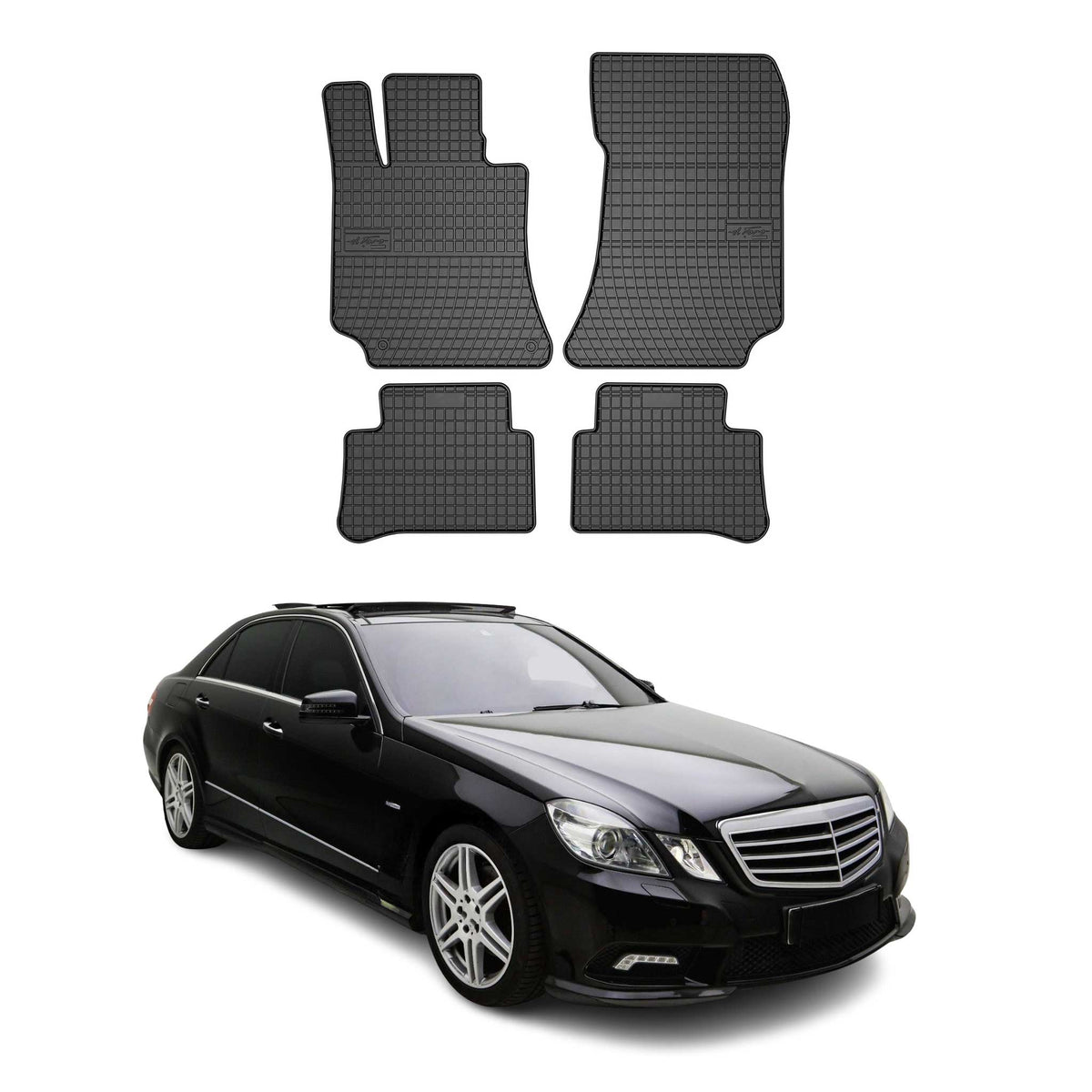 OMAC Alfombrillas De Coche para Mercedes E Class W212 2009-2016 Negro Goma 4Pza