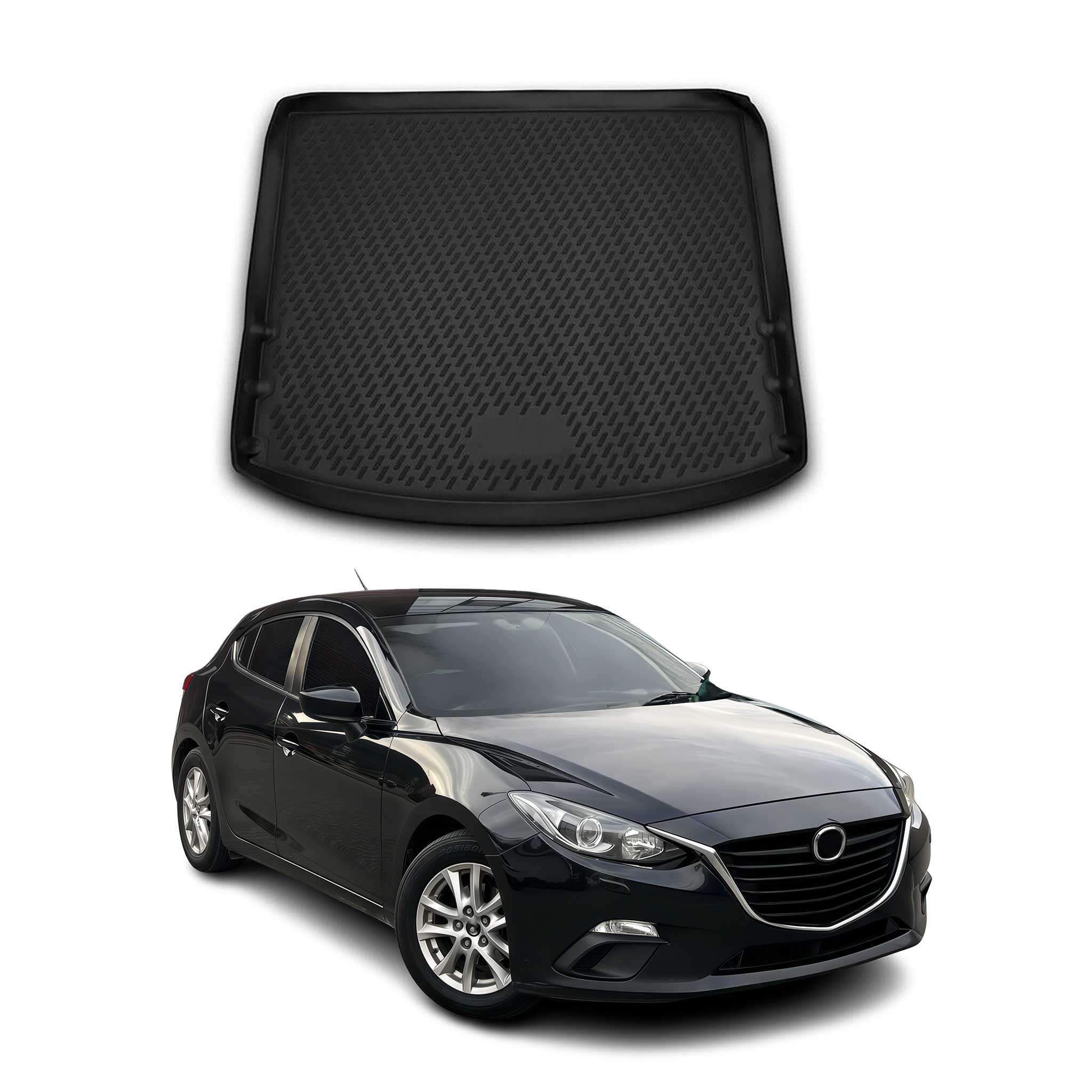 OMAC Bandeja Maletero Alfombrilla para Mazda 3 2013-2018 Hatchback Negro TPE