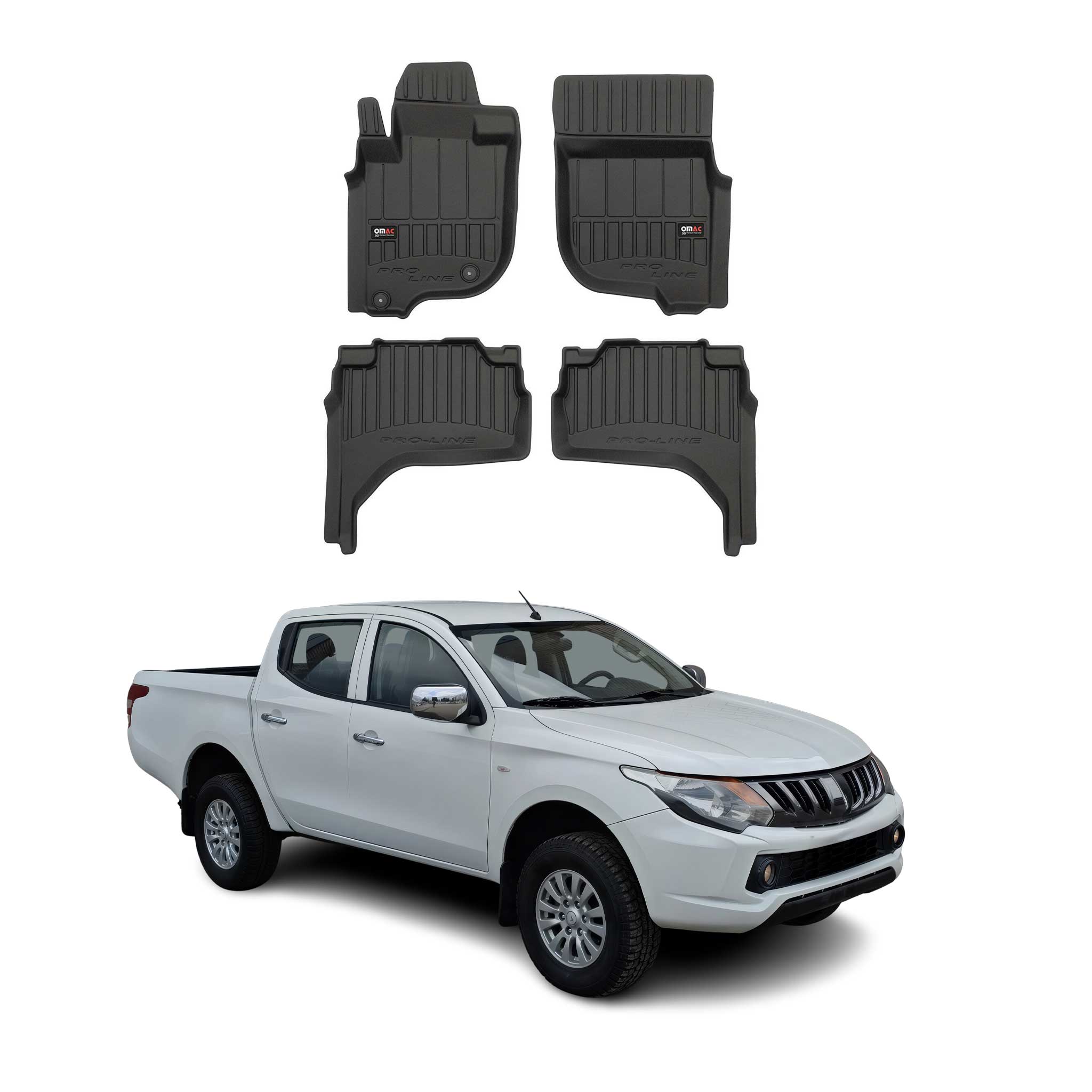 OMAC Premium Alfombrillas De Coche para Mitsubishi L200 2019-2025 TPE Goma 4x