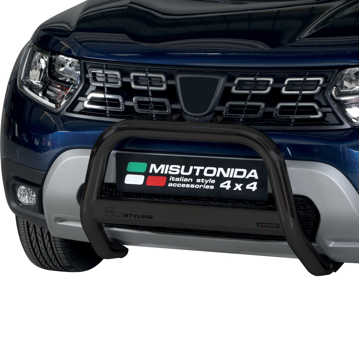 Bull Barra Frontal para Dacia Duster 2020-2025 Negro Brillante Acero 1Pza