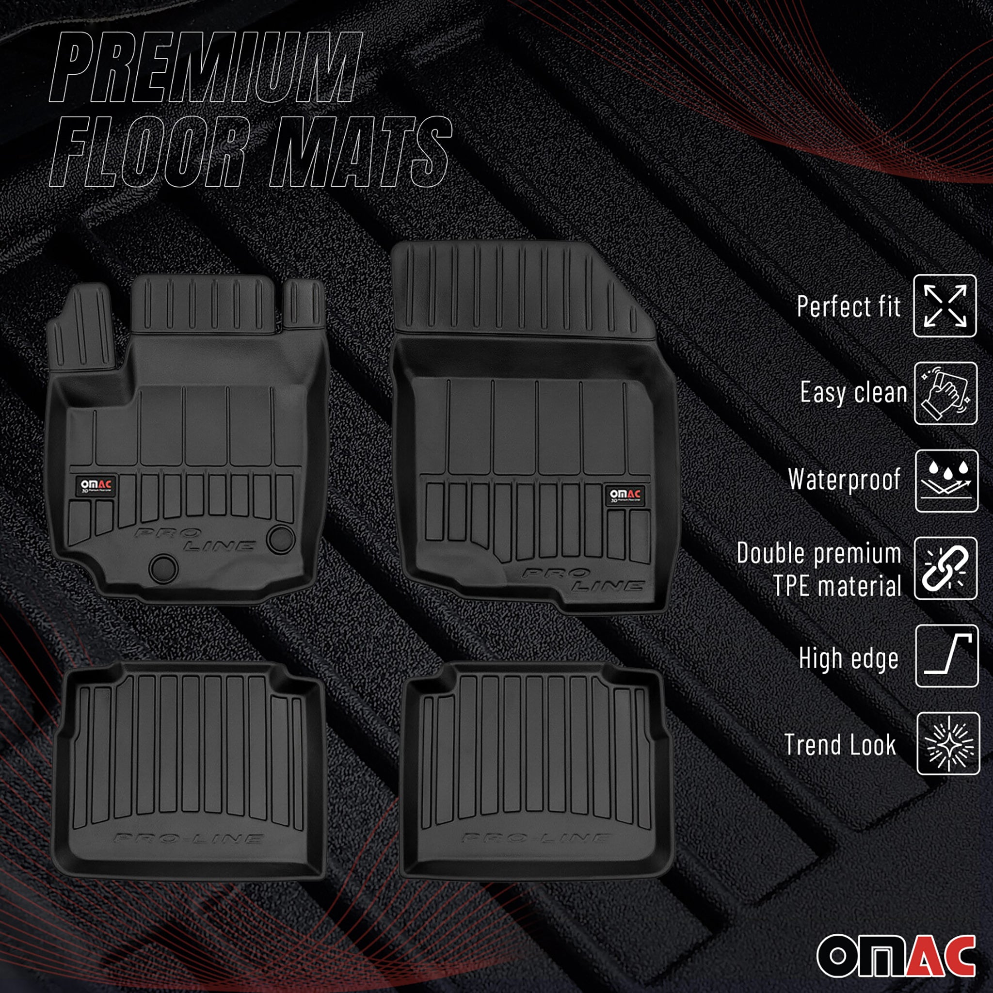 OMAC Premium Alfombrillas De Coche para Suzuki SX4 S-Cross Hybrid TPE Goma 4x