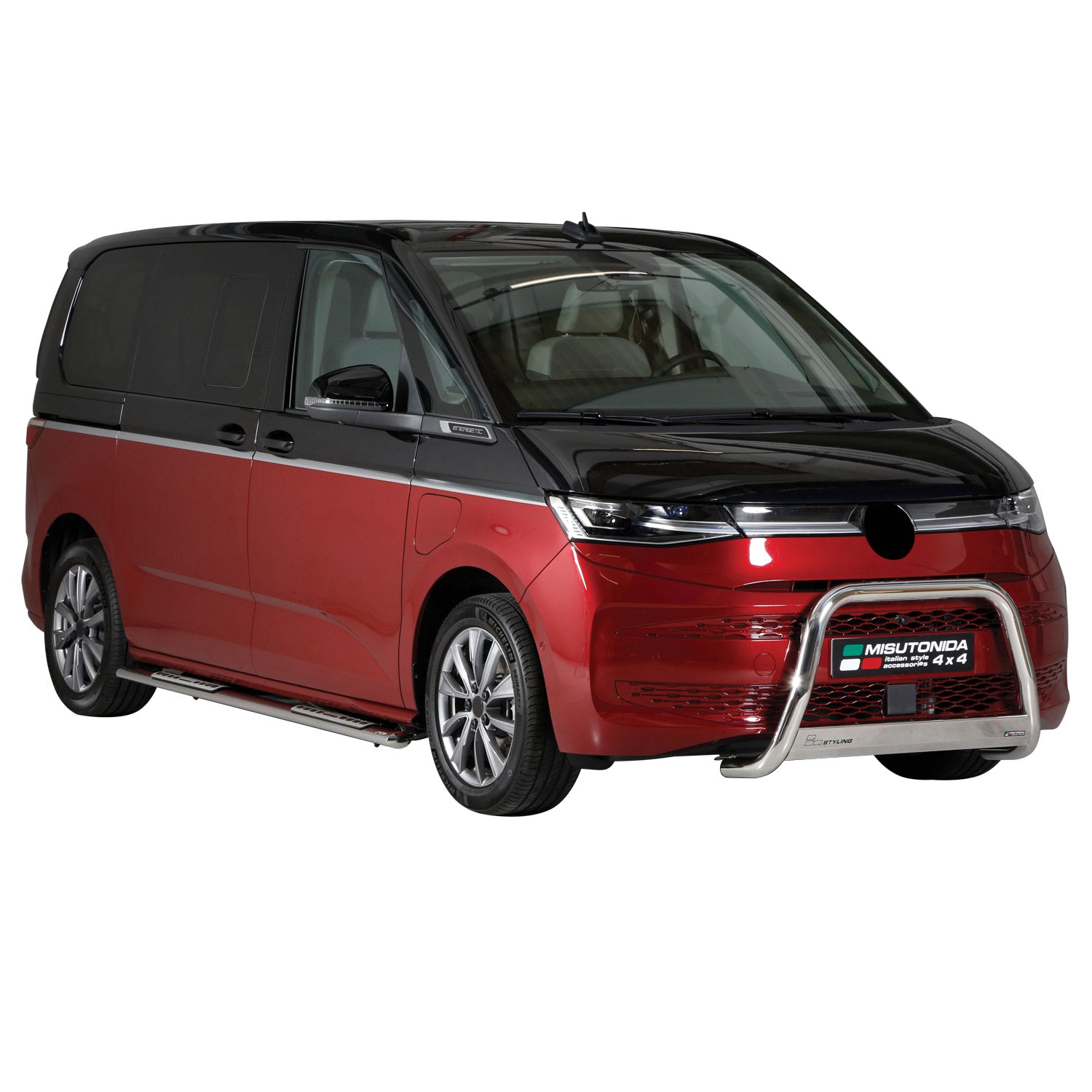 Bull Barra Frontal para VW Multivan T7 2022-2025 Plata Brillante Acero 1Pza